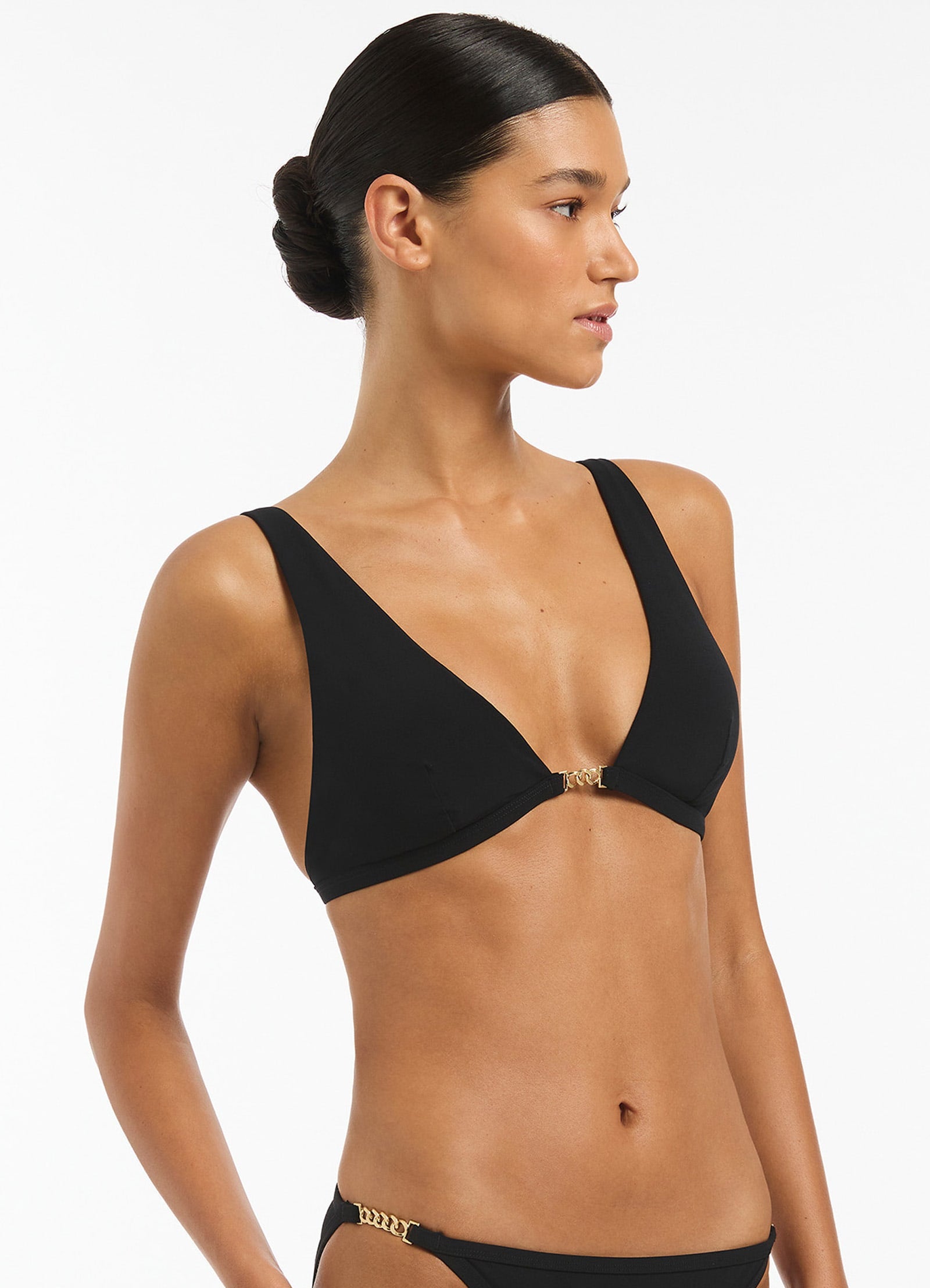 Lien Longline Triangle Bikini Top - Black | Sexy Swimwear for Women | Perfect for Beach, Pool & Summer Vacations