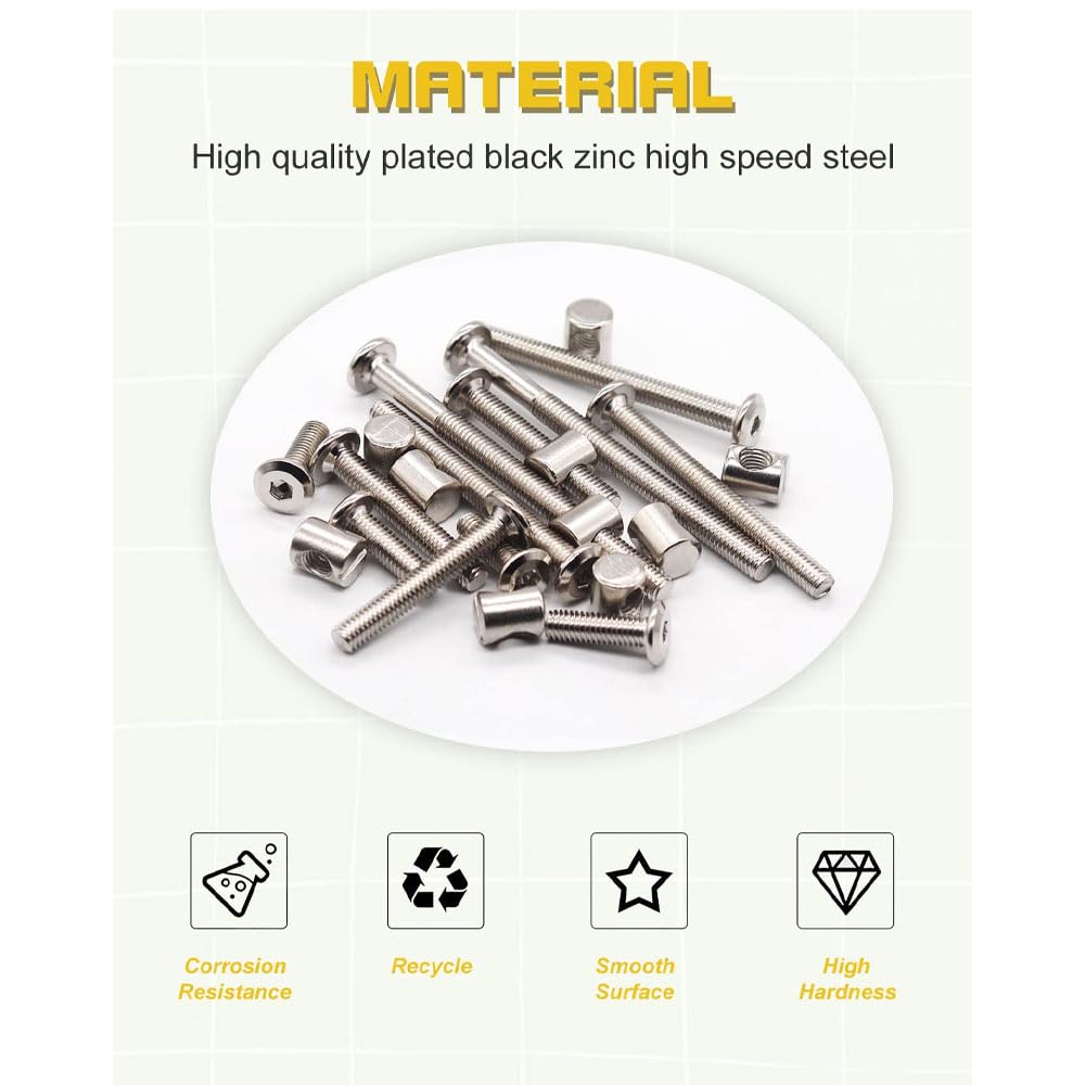Baby Crib Screws Kit - M6x40-80mm Hex Drive for Furniture Repair