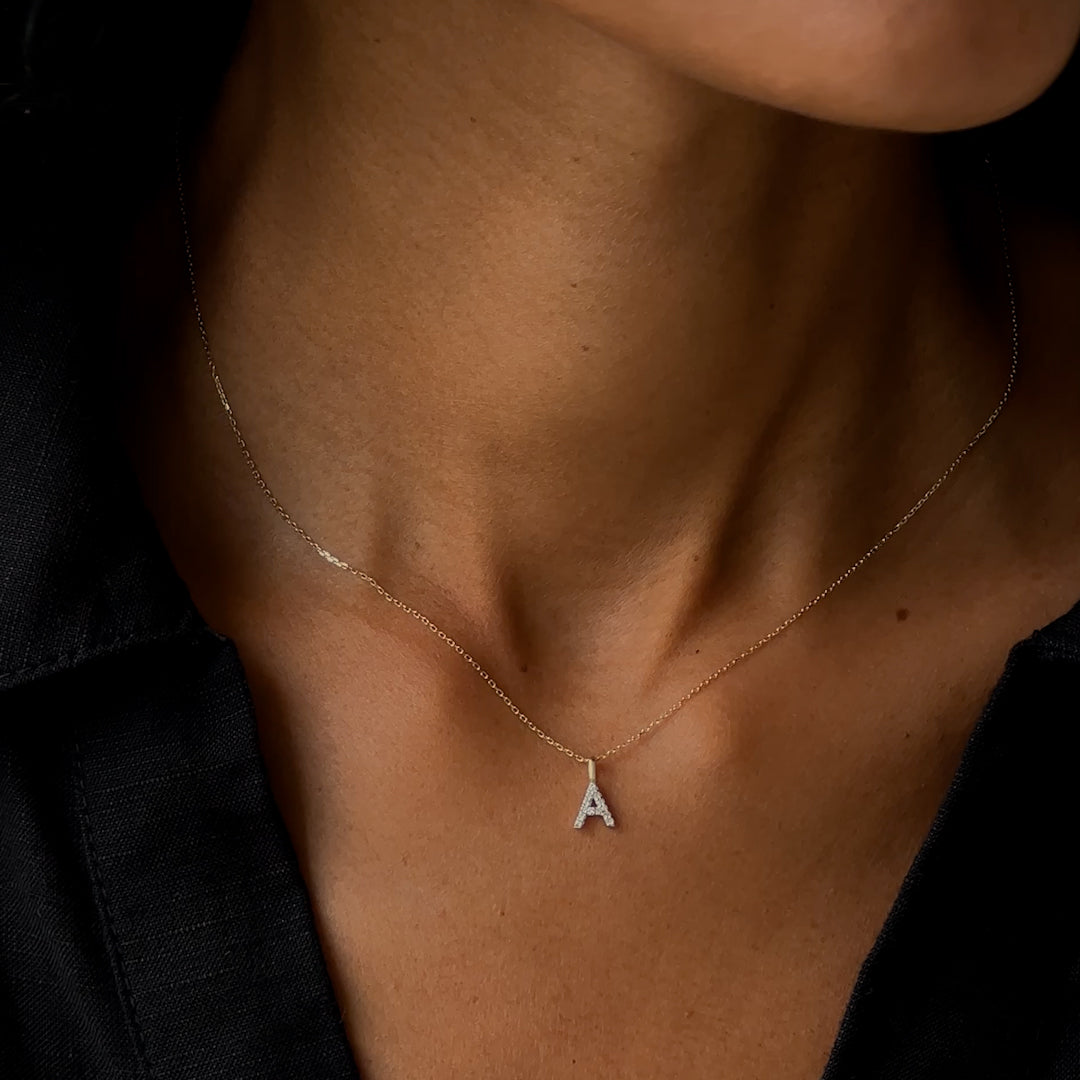 14K Gold Diamond Initial Pendant Necklace - Personalized Name Jewelry Gift for Women - Perfect for Birthdays, Anniversaries & Special Occasions