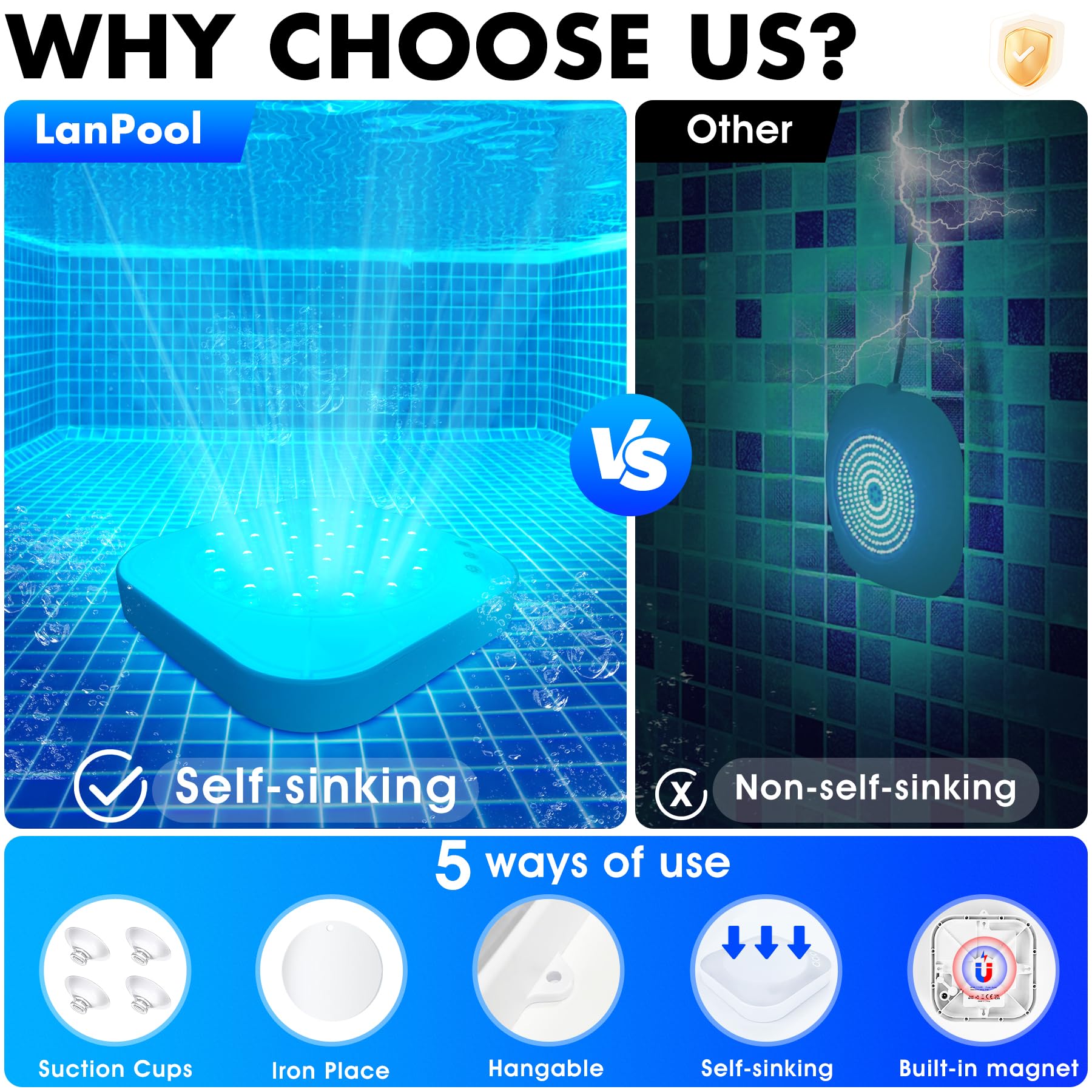 Rechargeable LED Pool Lights with Remote - Waterproof Magnetic Submersible Lights for Above Ground & Inground Pools, Hot Tubs, Ponds - Perfect for Night Swimming & Outdoor Decor