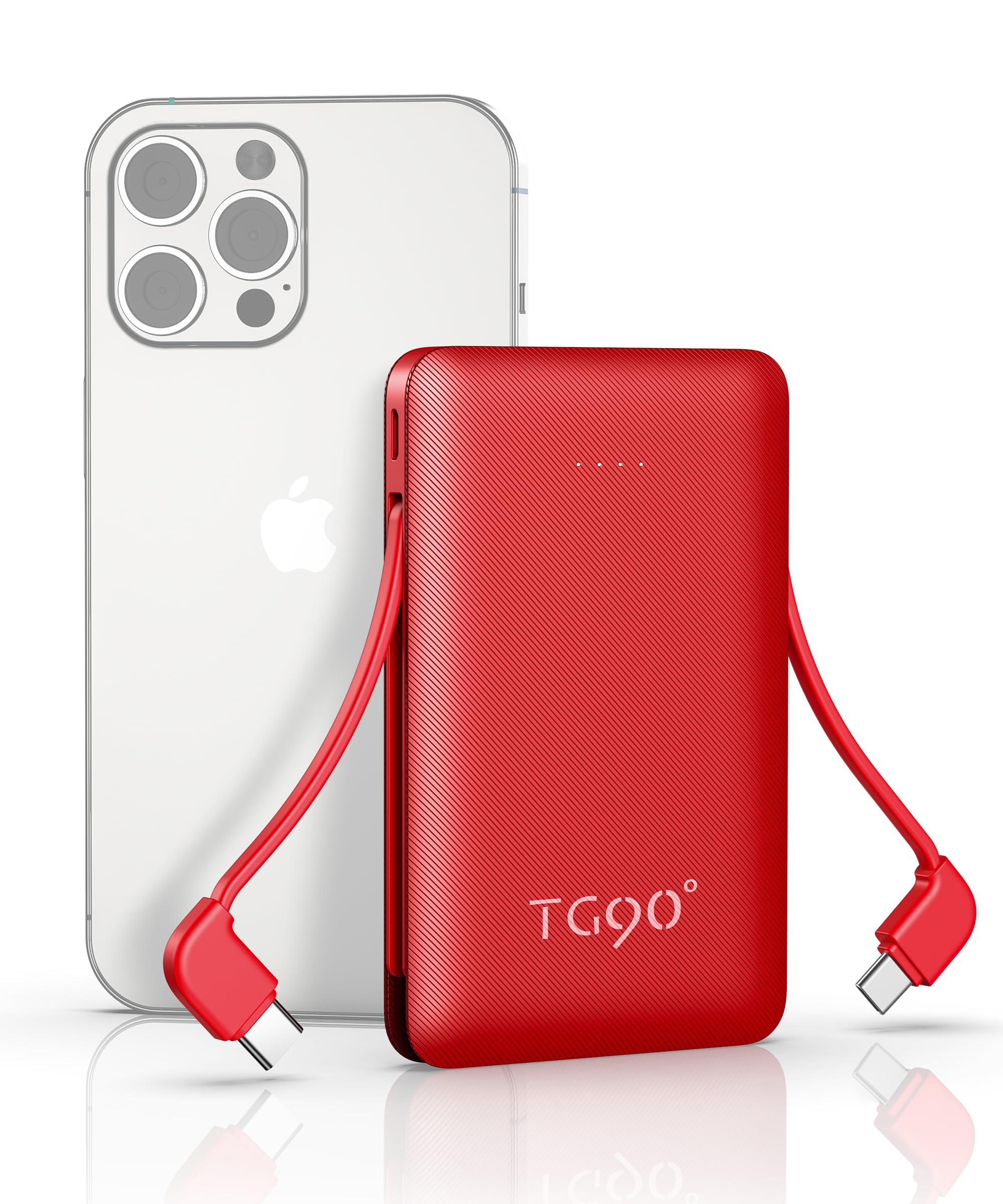 6000mAh Ultra Slim Portable Charger with Built-in USB C & Lightning Cables - Fast Charging Power Bank for iPhone 15/14/13 Pro Max, Samsung Galaxy S23/S22, Android Phones | Perfect for Travel, Camping, Hiking, Work Commute, Emergency Power Backup & On-the-Go Charging | Ideal for Airports, Outdoor Adventures, Business Trips & Daily Use