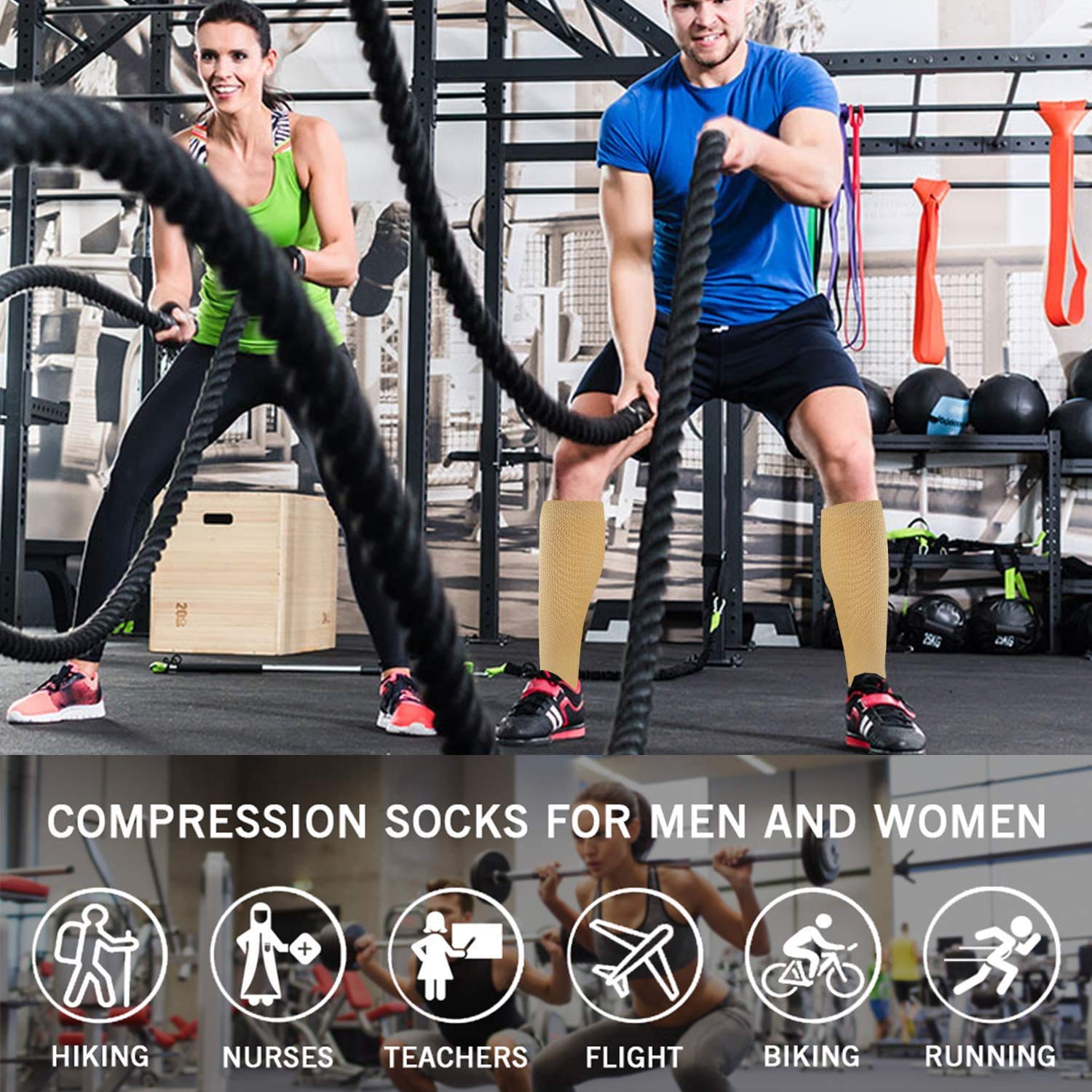 Best Copper Compression Socks for Men & Women - 15-20mmHg Graduated Support (8 Pairs) - Improve Circulation for Running, Cycling, Athletic Performance & Travel - Perfect for Sports Recovery & Long Flights