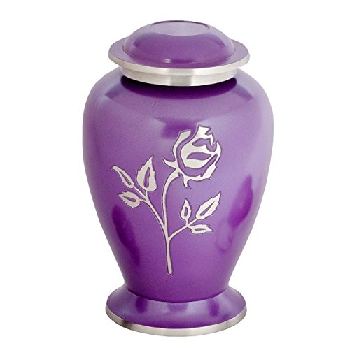 Handcrafted Purple Pearl Rose Brass Cremation Urn for Human Ashes - Engraved Adult Funeral Urn - Affordable Large Urn for Ashes Keepsake - Perfect for Memorial Services & Home Display