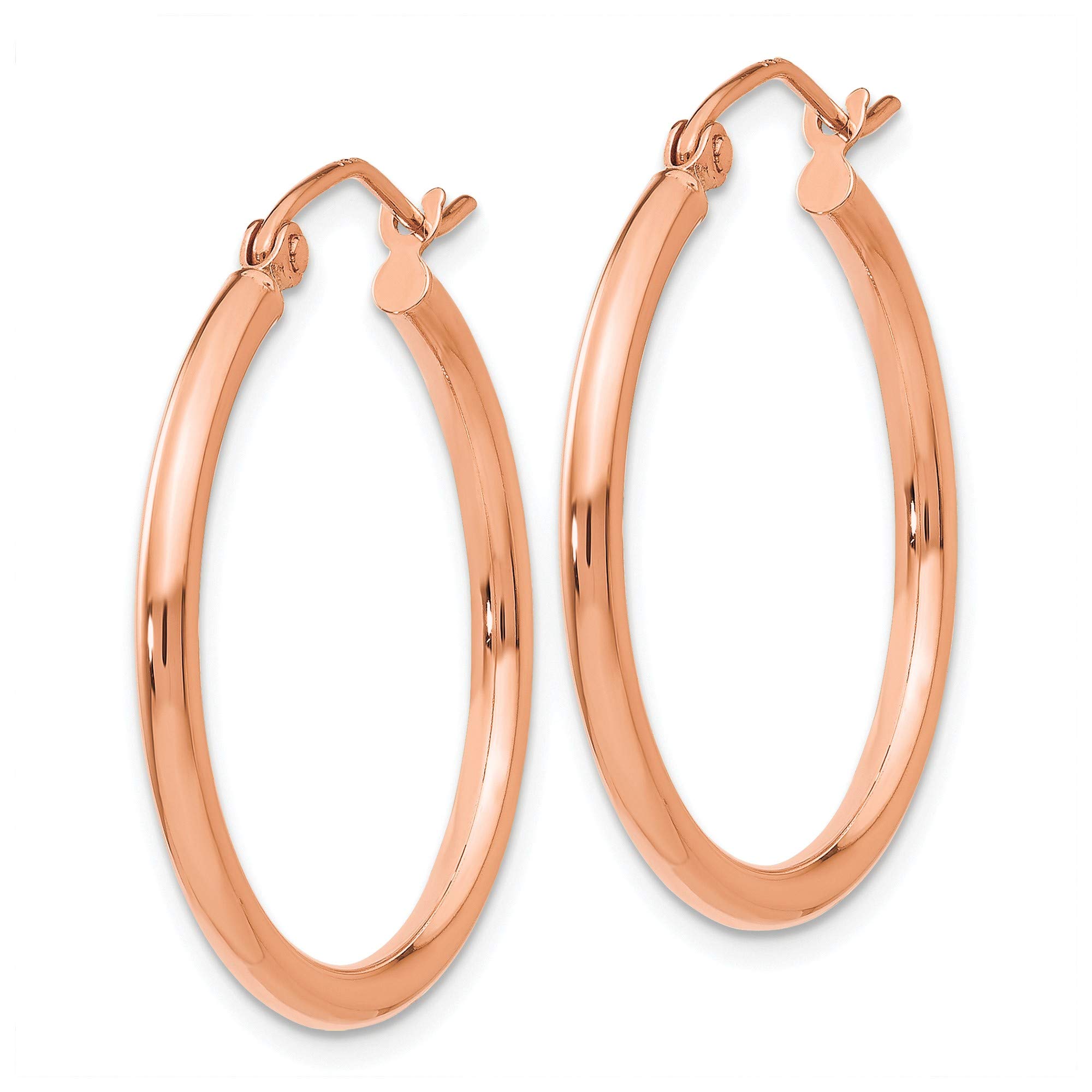 10K Rose Gold Polished 2mm Tube Hoop Earrings for Women - Hypoallergenic Dainty Everyday Jewelry - Perfect for Gifts, Parties, Work & Special Occasions