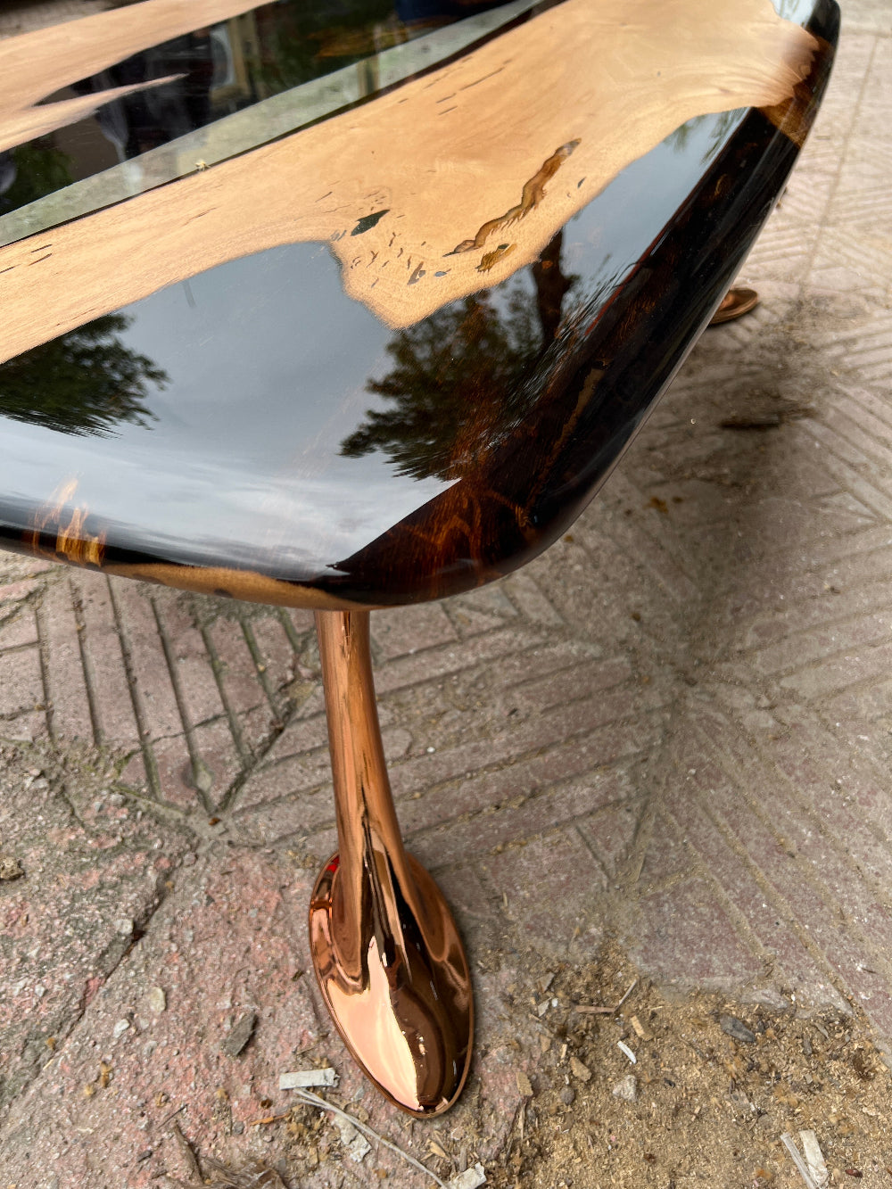 Luxury Epoxy Resin River Walnut Coffee Table - Handmade Modern Wooden Dining Table for Living Room | Osso Collection | Perfect for Home Decor, Office & Lounge Areas
