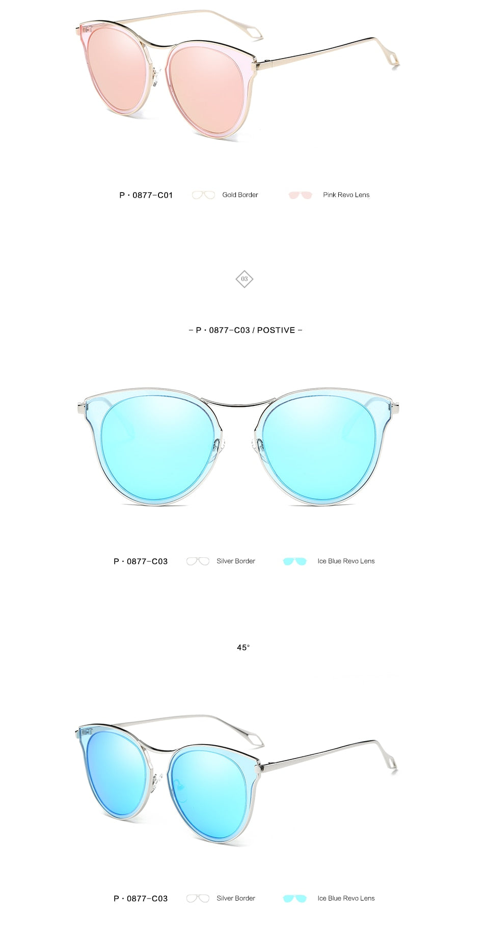 20/20 Women's Polarized Metal Frame Sunglasses P0877 - UV Protection, Lightweight & Stylish for Driving, Beach & Outdoor Activities