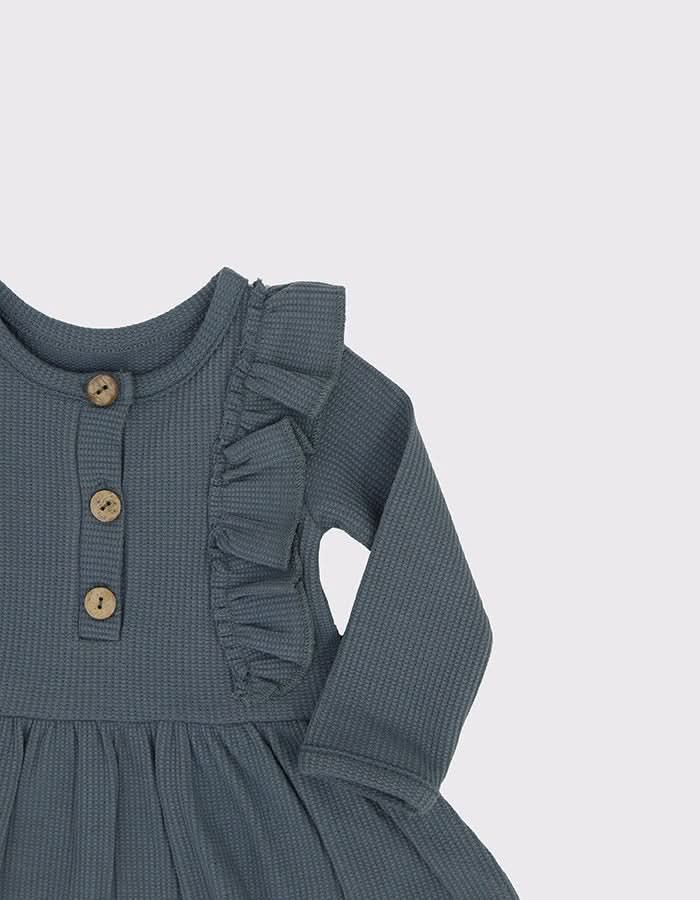 Baby Girl Waffle Fabric Ruffle Dress Set - Cute Outfit for Newborns, Infants & Toddlers - Perfect for Parties, Photo Shoots & Special Occasions