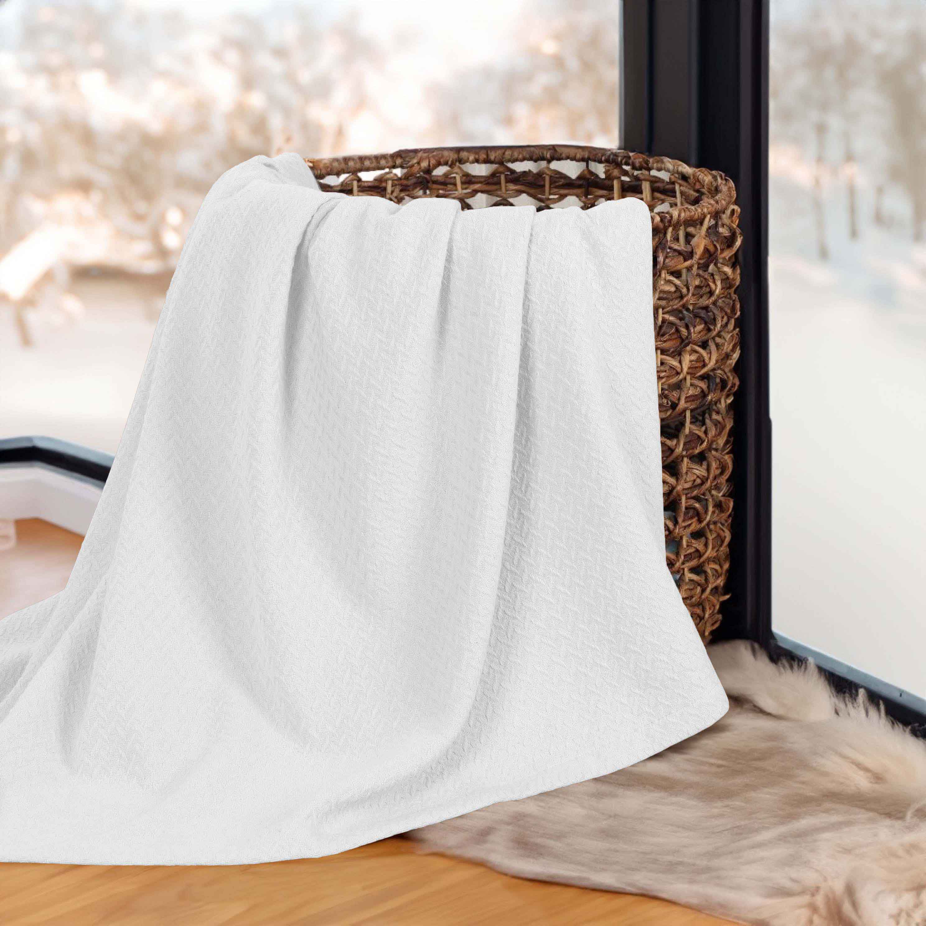 Premium Nobel Cotton Textured Chevron Lightweight Woven Blanket - Soft & Breathable Throw for Sofa, Bed, and Outdoor Picnics - Cozy Home Decor & Travel Companion