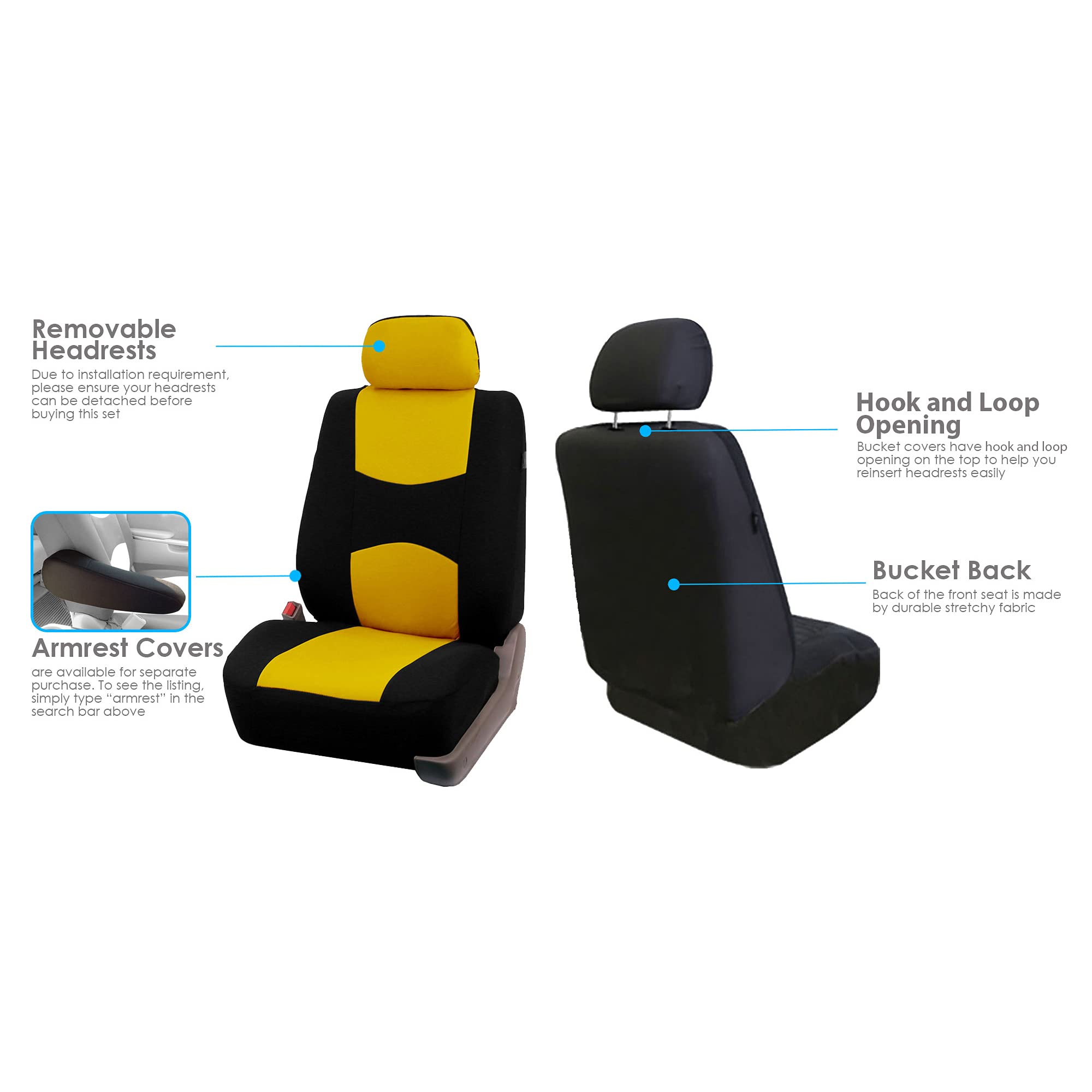 FH Group Universal Car Seat Covers - Full Set for Vans, Trucks & SUVs | Durable Interior Protection