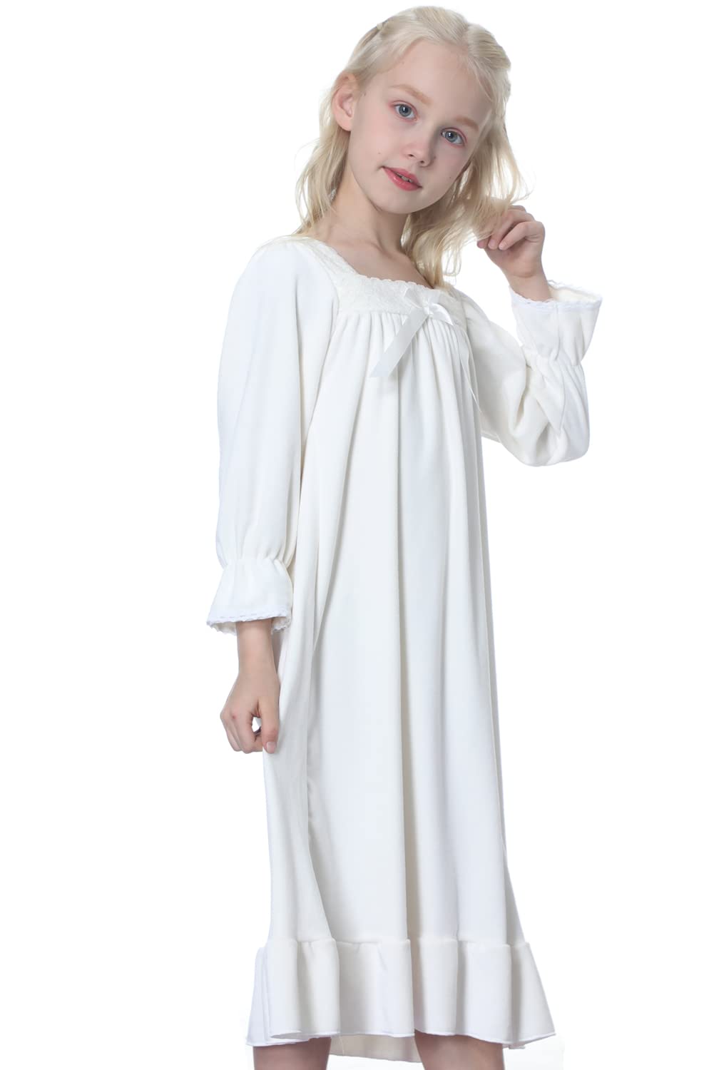 Princess Nightgown for Girls - Winter Flannel Long Sleeve Pajama Dress for Kids Ages 3-12 | Cozy Sleepwear for Bedtime & Christmas Morning
