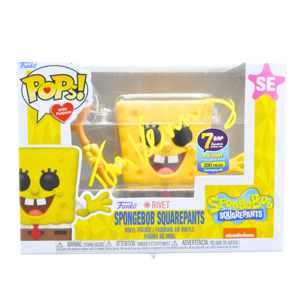 Tom Kenny Signed Spongebob Squarepants Jellyfishing Funko Pop - Limited Edition SE/200 - Perfect for Collectors & Spongebob Fans Display
