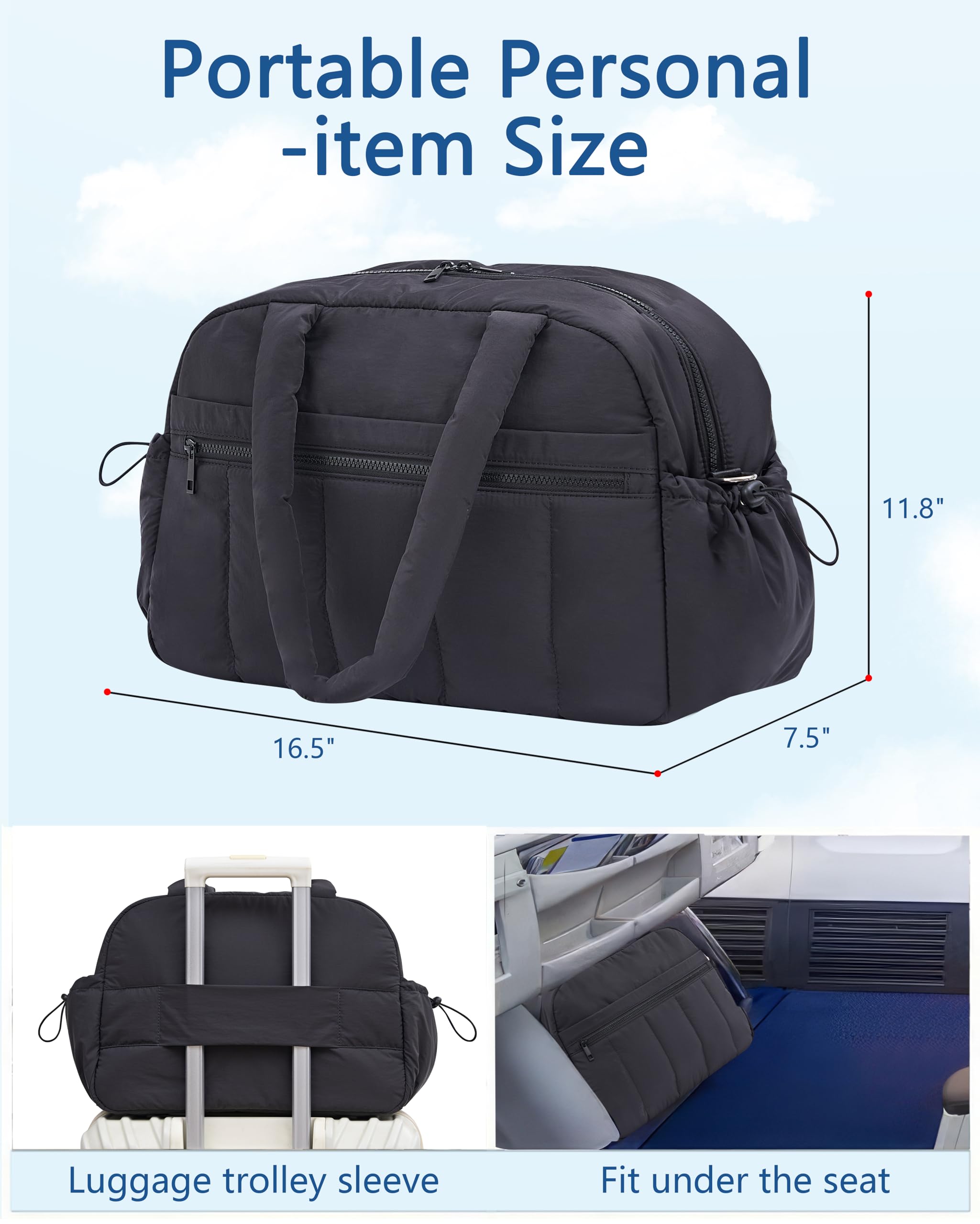 Puffer Duffle Bag for Women - Lightweight Weekender Travel Bag with Laptop Compartment & Wet Pocket, Perfect for Gym, Hospital Delivery & Airplane Carry-On | Great for Workouts, Maternity Trips & Weekend Getaways