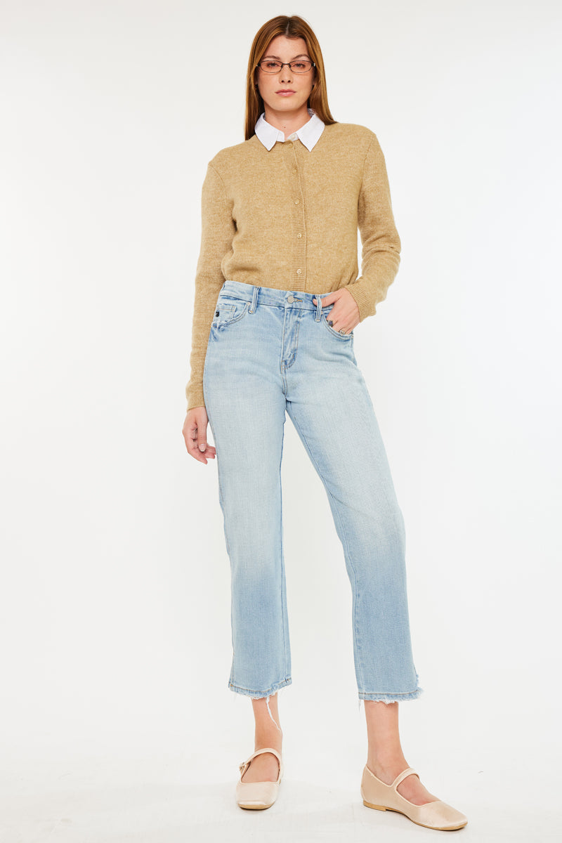 Lane High Rise Cropped Straight Leg Jeans for Women - Slimming Stretch Denim Pants - Perfect for Casual Wear, Office Outfits & Date Nights