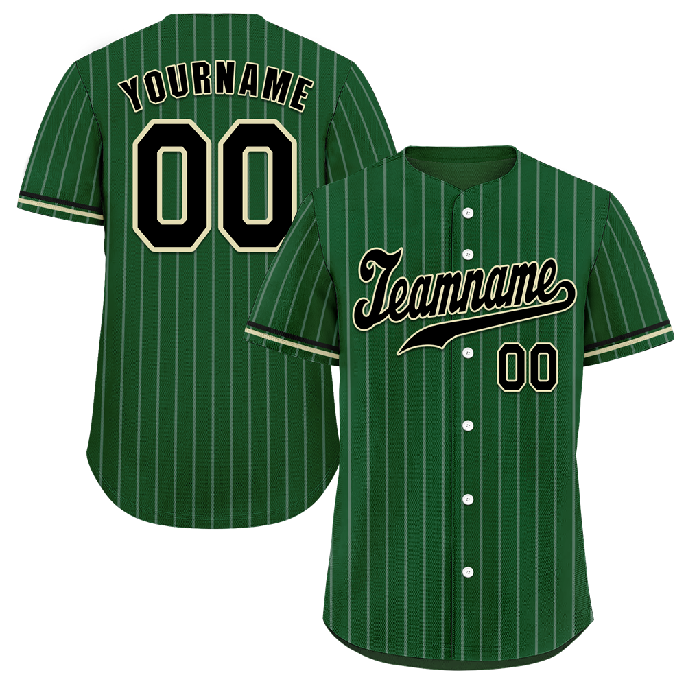 Custom Green Stripe Fashion Black Authentic Baseball Jersey - High Quality Sports Apparel for Baseball Fans, Team Uniforms & Casual Wear - Perfect for Games, Practice & Everyday Style