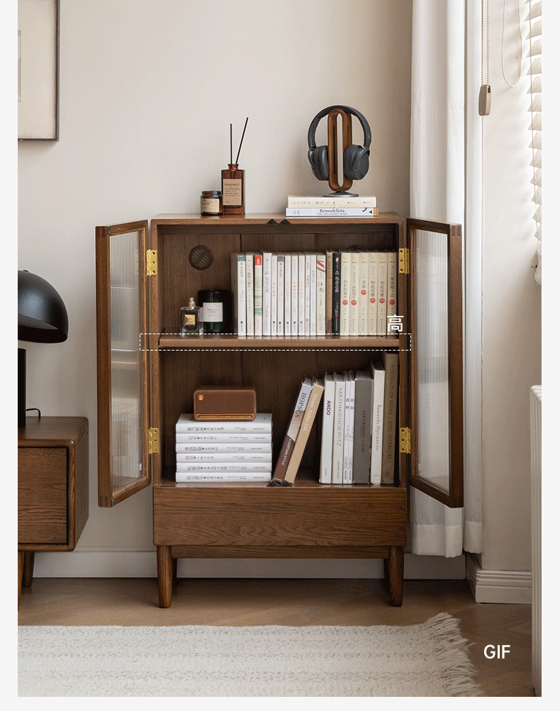 Solid Oak Wood Modern Side Cabinet - Stylish Storage for Living Room, Bedroom, or Office