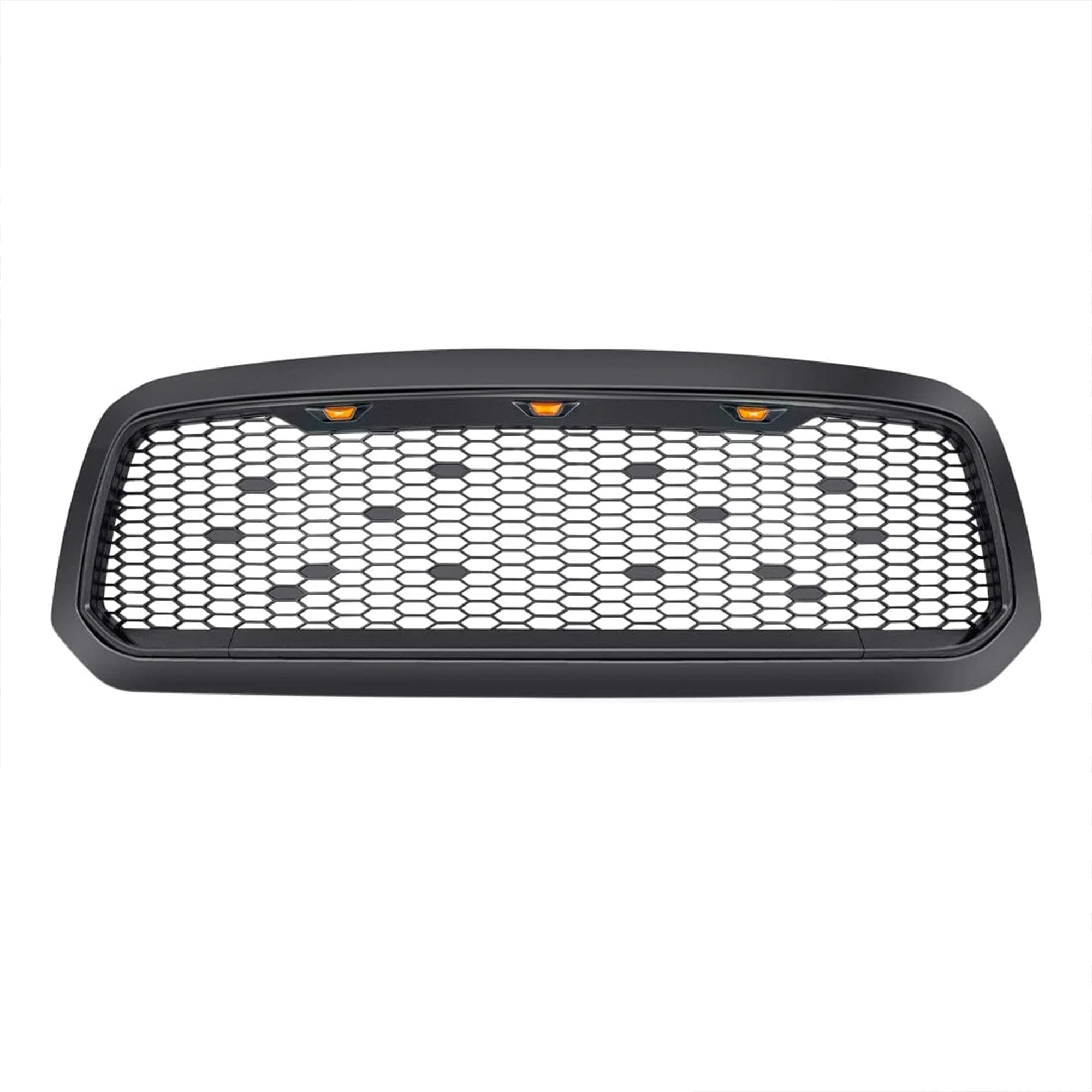 2013-2018 Dodge Ram 1500 Replacement Front Grille with Amber Lights - Matte Black Mesh Grill for Off-Road & Truck Customization | Enhanced Style & Durability for Pickup Trucks