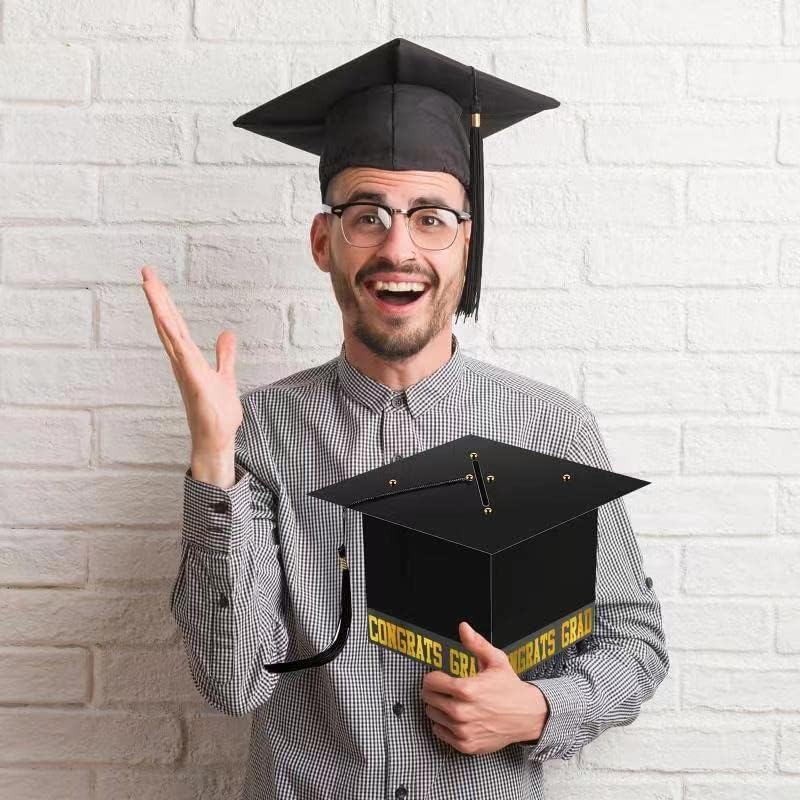 2024 Graduation Card Box Holder - Congrats Grad Cap Decorations for Graduation Party Supplies | Perfect for Graduation Ceremony, Commencement Gifts & College Celebration Decor