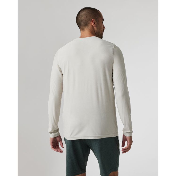 Vuori Men's Long Sleeve Strato Tech Tee - Moisture Wicking Performance Shirt in Salt Heather for Gym, Running & Outdoor Activities
