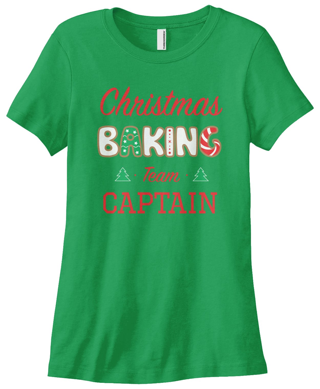 Threadrock Women's Christmas Baking Team Captain T-Shirt - Funny Holiday Baking Crew Gift for Women - Perfect for Christmas Parties, Cookie Exchanges & Family Baking Days