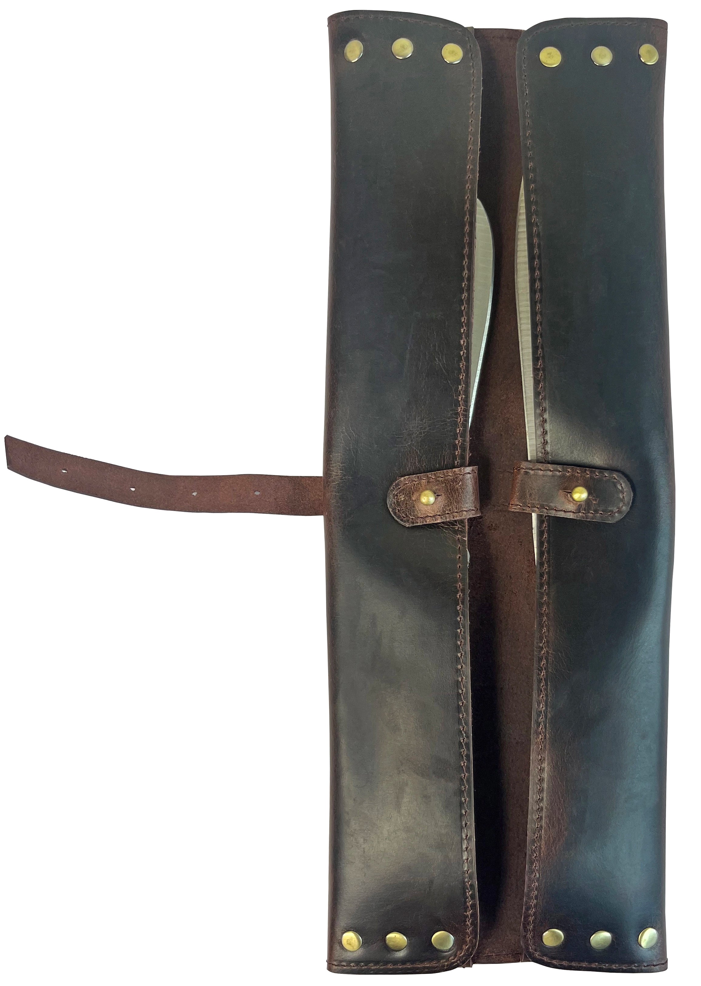 Premium Leather Chef's Knife Case Holder with 2 Knife Slots - Dark Brown | Professional Kitchen Storage & Protection for Cooking Tools | Perfect for Home Chefs & Culinary Gifts