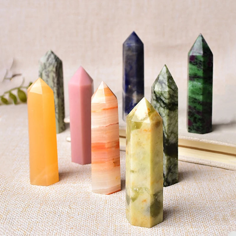 Natural Green Moss Agate Crystal Point - 60-70mm Transparent Quartz Stone for Home Decor, Feng Shui, Jewelry Making & Healing Meditation (1PC)