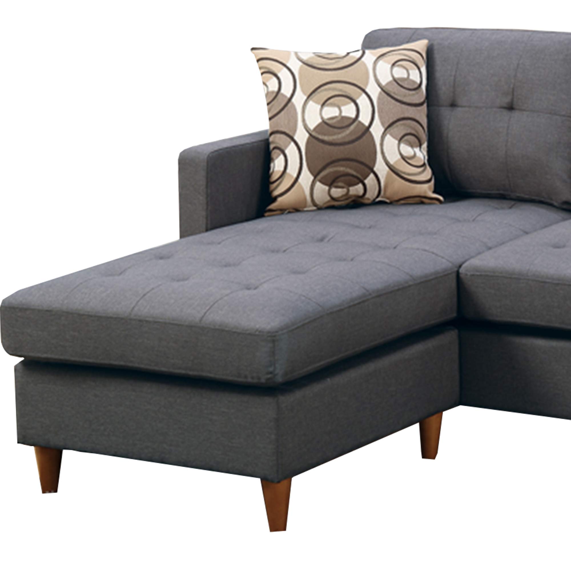 Benjara Polyfiber Sectional Sofa with Pillows - Gray Modern Living Room Furniture for Small Spaces | Perfect for Apartments, Condos & Cozy Family Gatherings