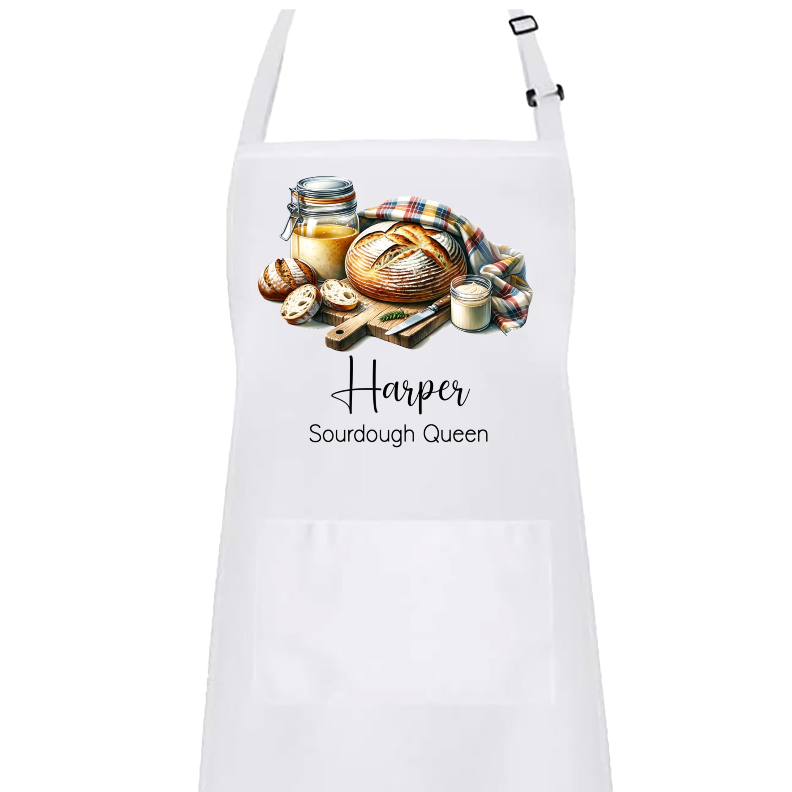 Customizable Sourdough Baking Apron with Adjustable Neck Strap - Perfect for Kitchen, Bakery, and Mother's/Father's Day Gifts - Ideal for Home Baking and Culinary Enthusiasts