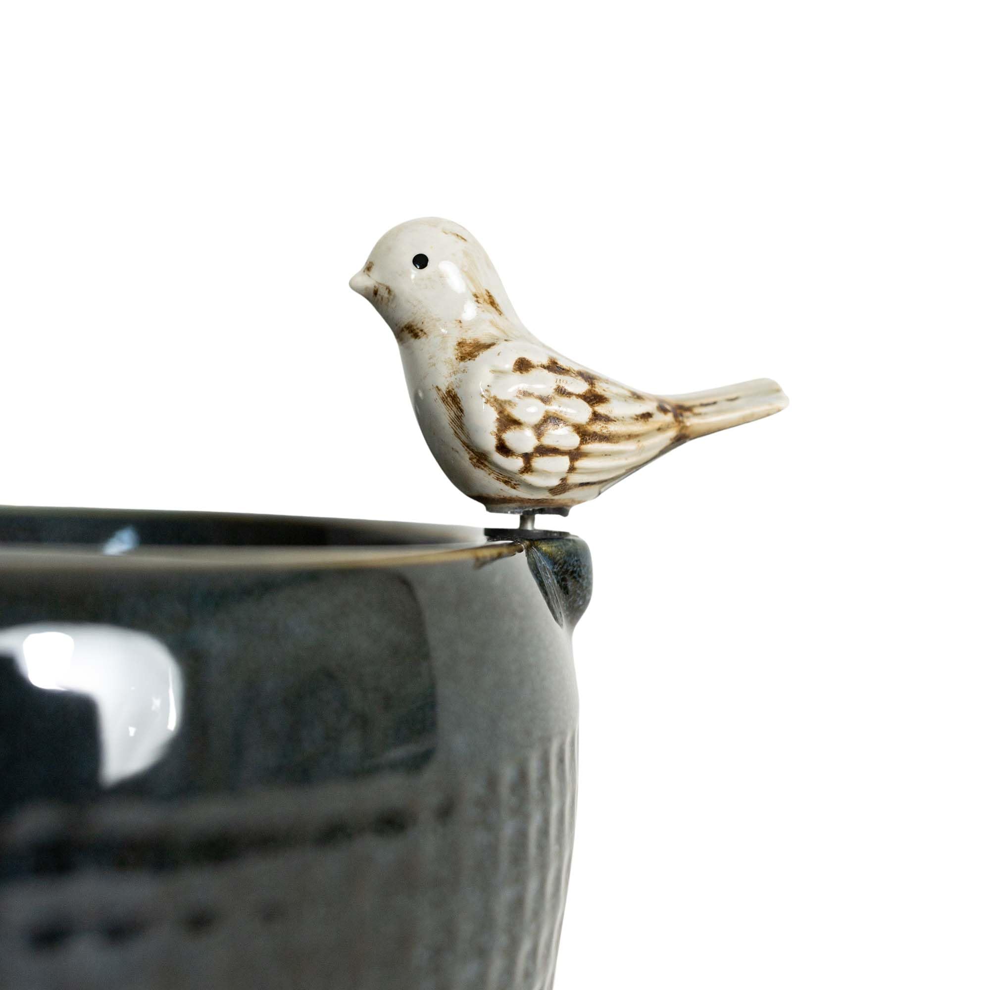 Foreside Home & Garden Blue Porcelain Perched Bird with LED Light Fountain - Outdoor Garden Decor for Patio, Yard, and Lawn