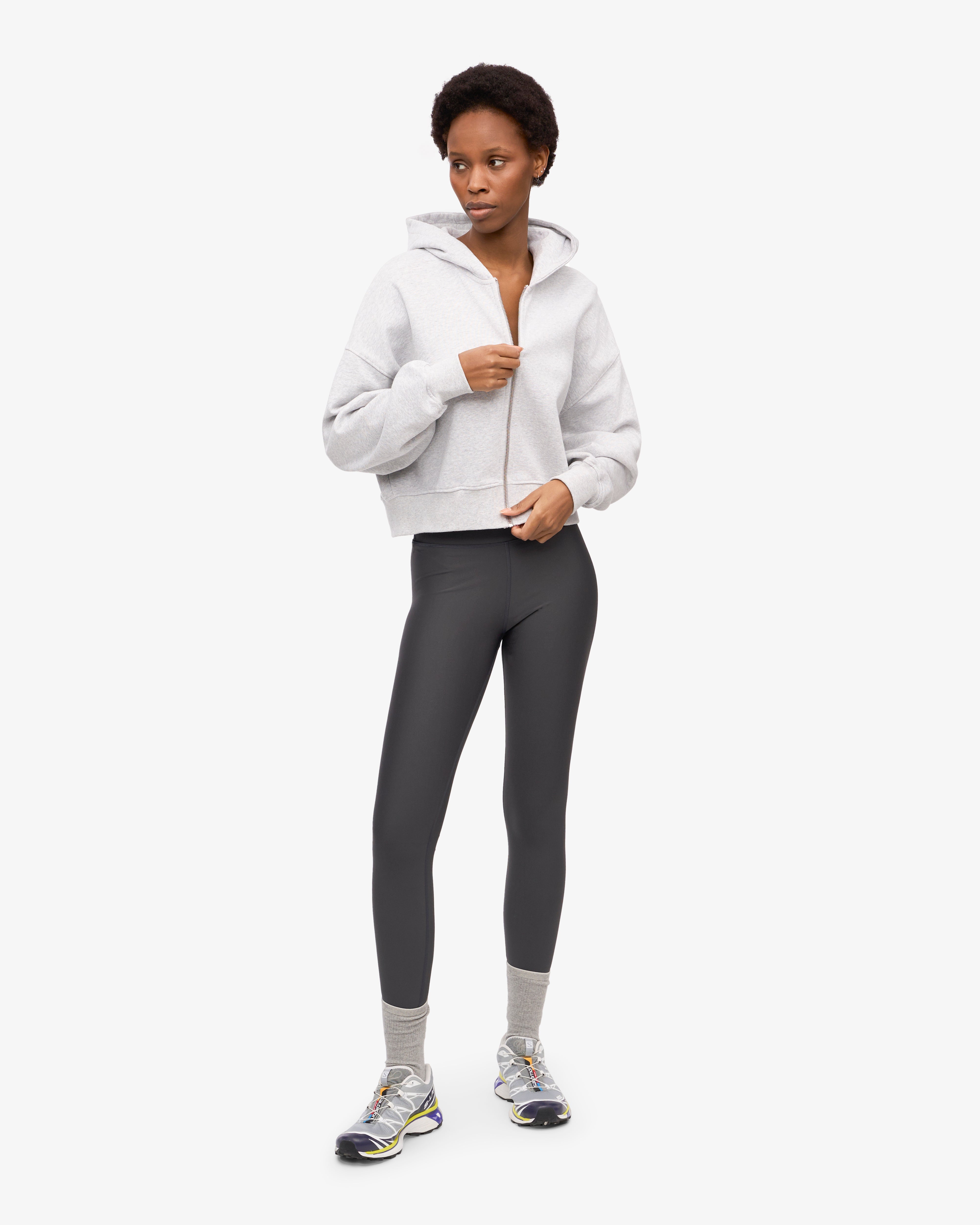 Organic Crop Zip Hoodie - Soft & Cozy Women's Pullover Sweatshirt | Snow Melange | Perfect for Casual Wear, Gym & Outdoor Activities