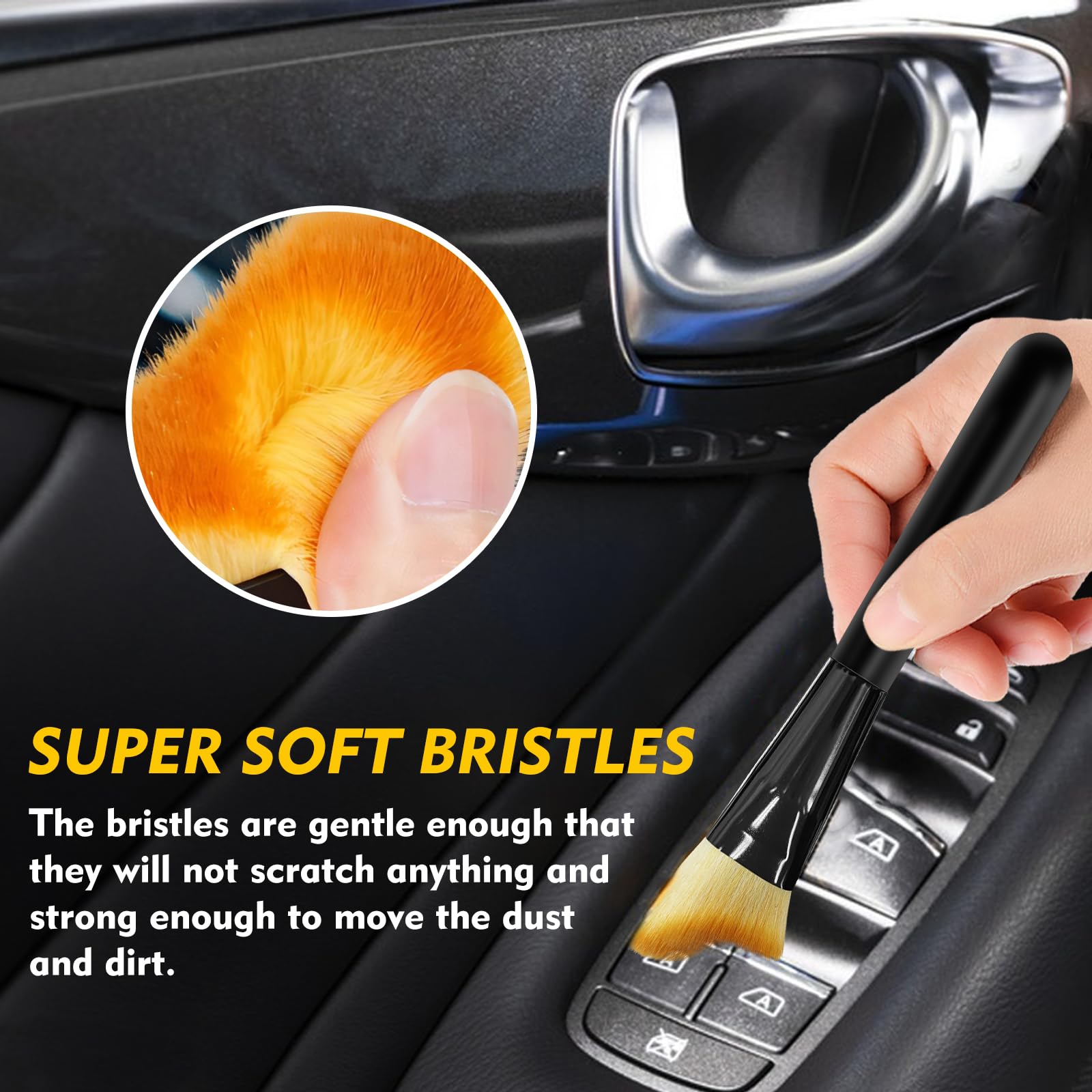 Premium Car Detailing Brush - Ultra Soft Bristles for Gentle Automotive Interior Cleaning | Essential Car Care Accessories for Dashboard, Vents & Hard-to-Reach Areas | Perfect for Car Detailing, Home & Office Use