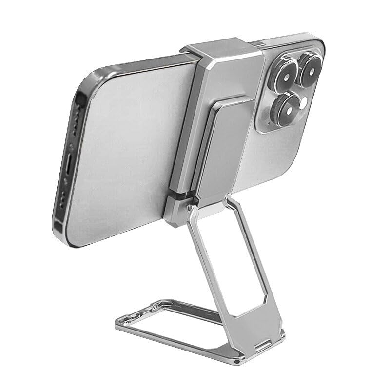360° Rotating Phone Stand Holder for iPhone 16/15/14/13/12 - Silver | Perfect for Desk & Travel Use