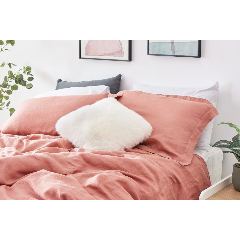 Premium 100% French Linen Duvet Cover Set - Terracotta Single Size | Breathable & Luxurious Bedding for All Seasons | Perfect for Master Bedrooms, Guest Rooms & Cozy Home Decor