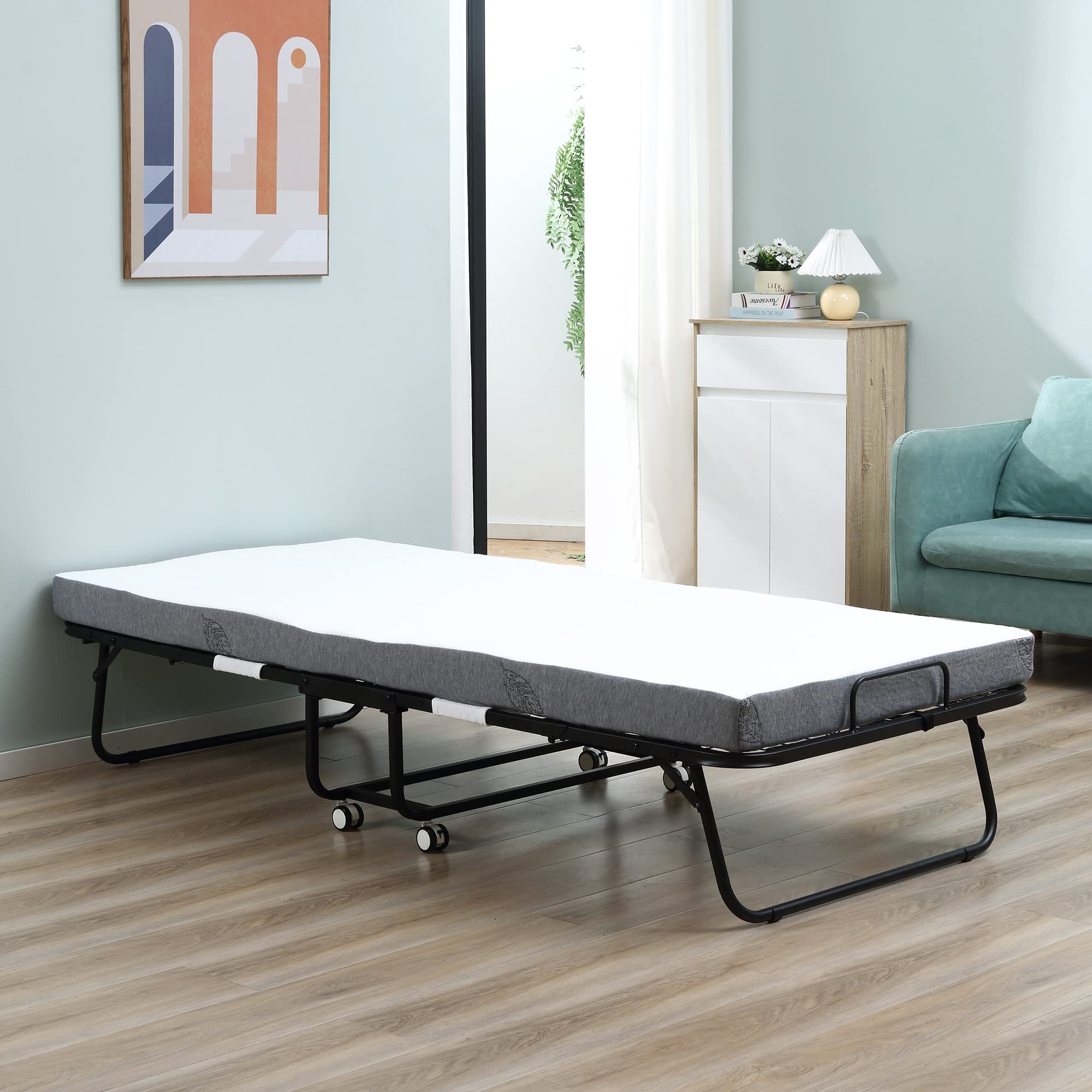HOMCOM Rollaway Bed with 4