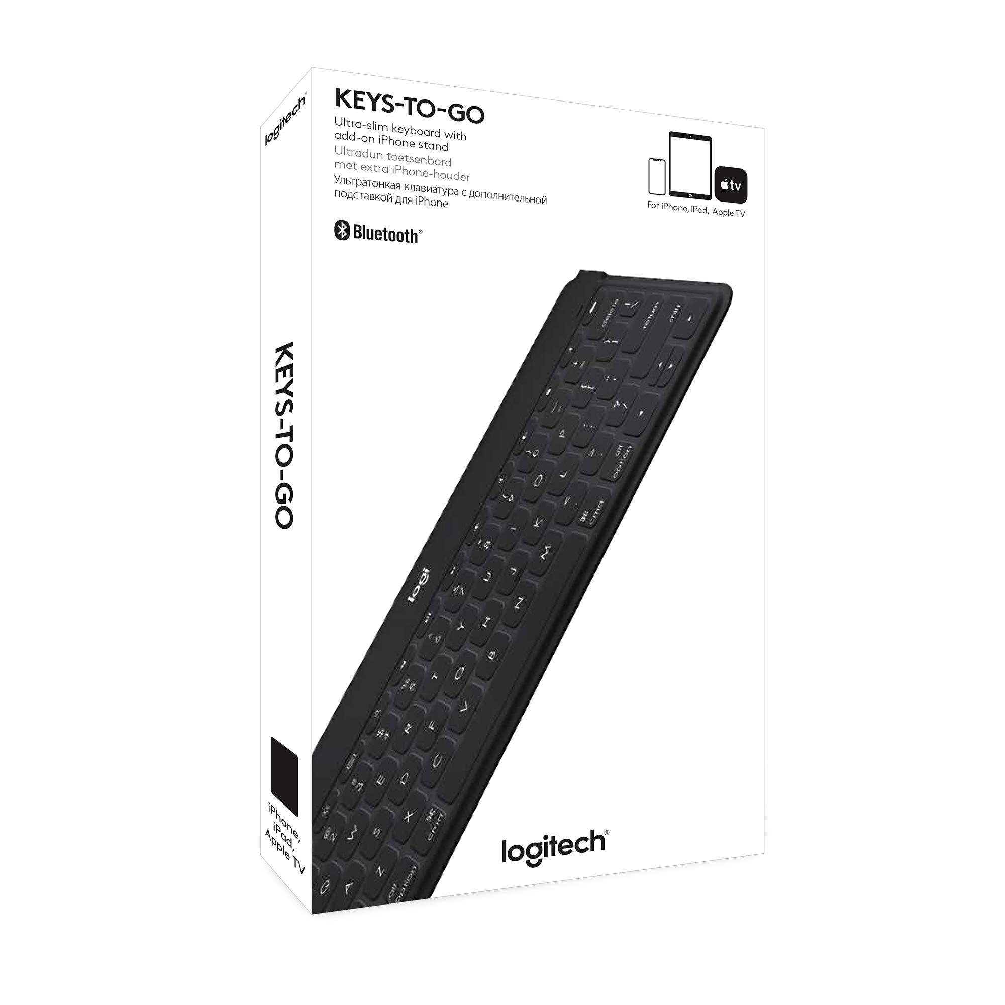 Logitech Keys-to-Go Ultra Slim Lightweight Bluetooth Keyboard for iPhone iPad Mac Apple TV & iPad Air 5th Gen (2022) - Black | Portable Wireless Keyboard for Travel Work Home Office & On-The-Go Typing