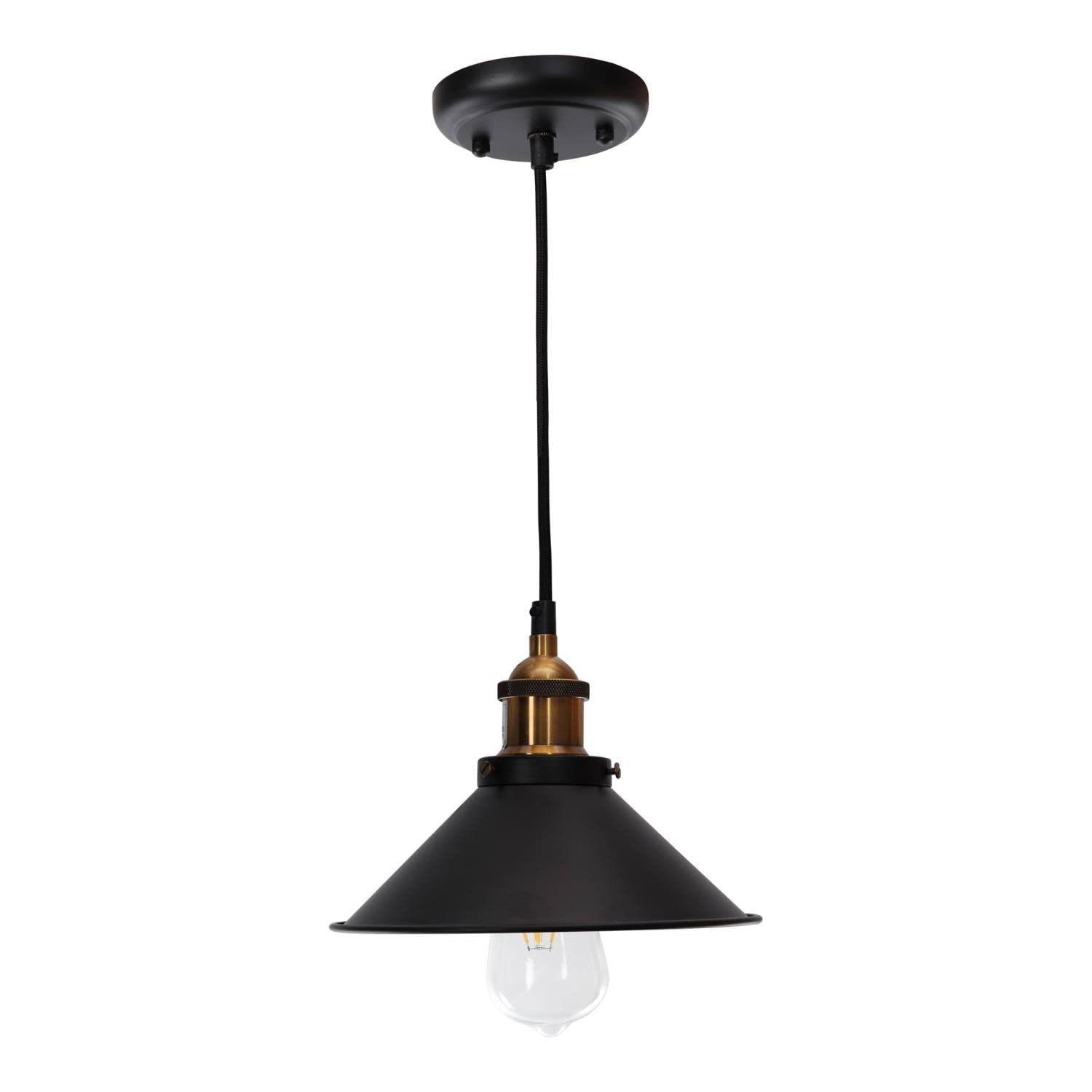 Moe's Home Collection Black Renata Pendant Light - Iron & Aluminum Modern Ceiling Fixture for Dining Room, Kitchen Island, or Bedroom Lighting