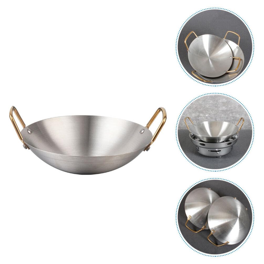 Premium Stainless Steel Amphora Wok Pan - 12 Inch Double Handled Stir Fry Pan for Ramen, Stews & Camping Cooking - Durable Nonstick Kitchen Cookware for Home & Outdoor Use