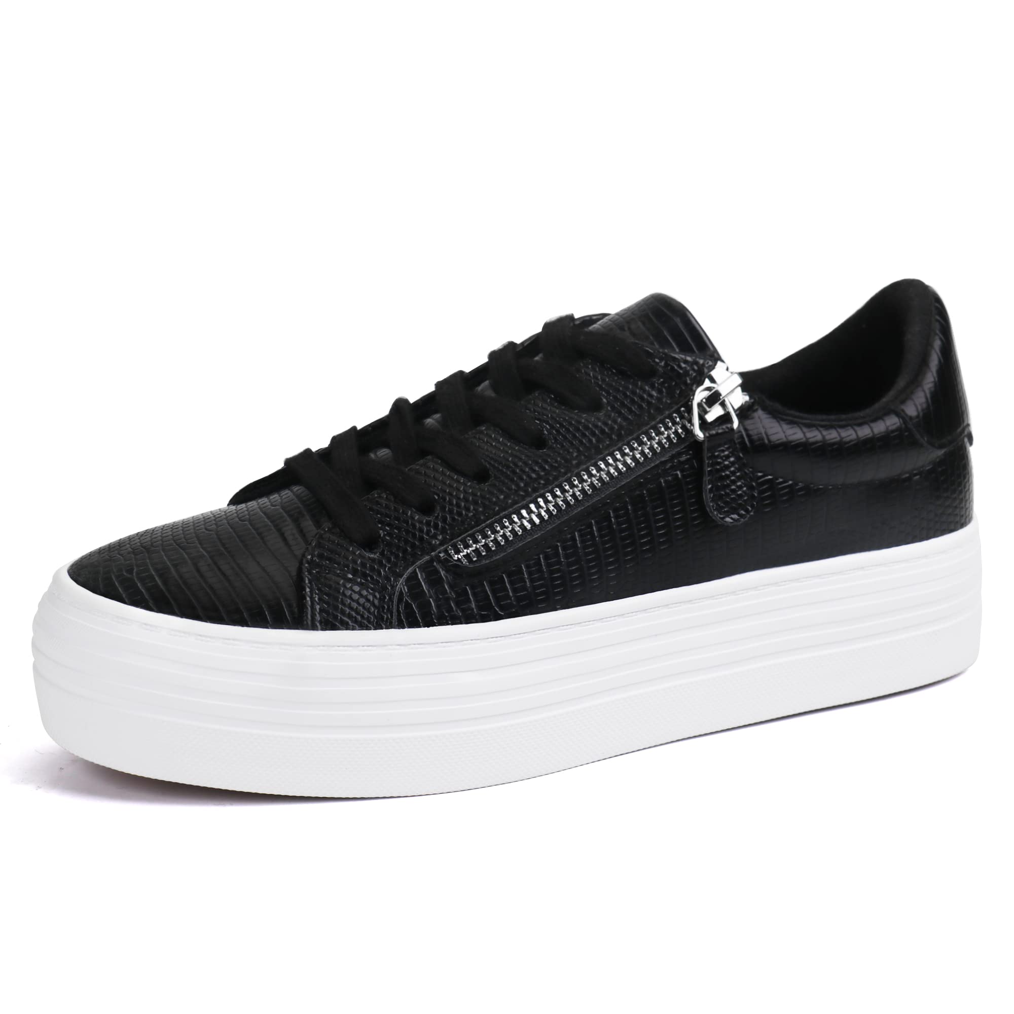JABASIC Women's Lace Up Platform Sneakers - Comfortable Low Top Fashion Walking Shoes for Casual Wear | Perfect for Daily Outfits, Street Style & Work Comfort