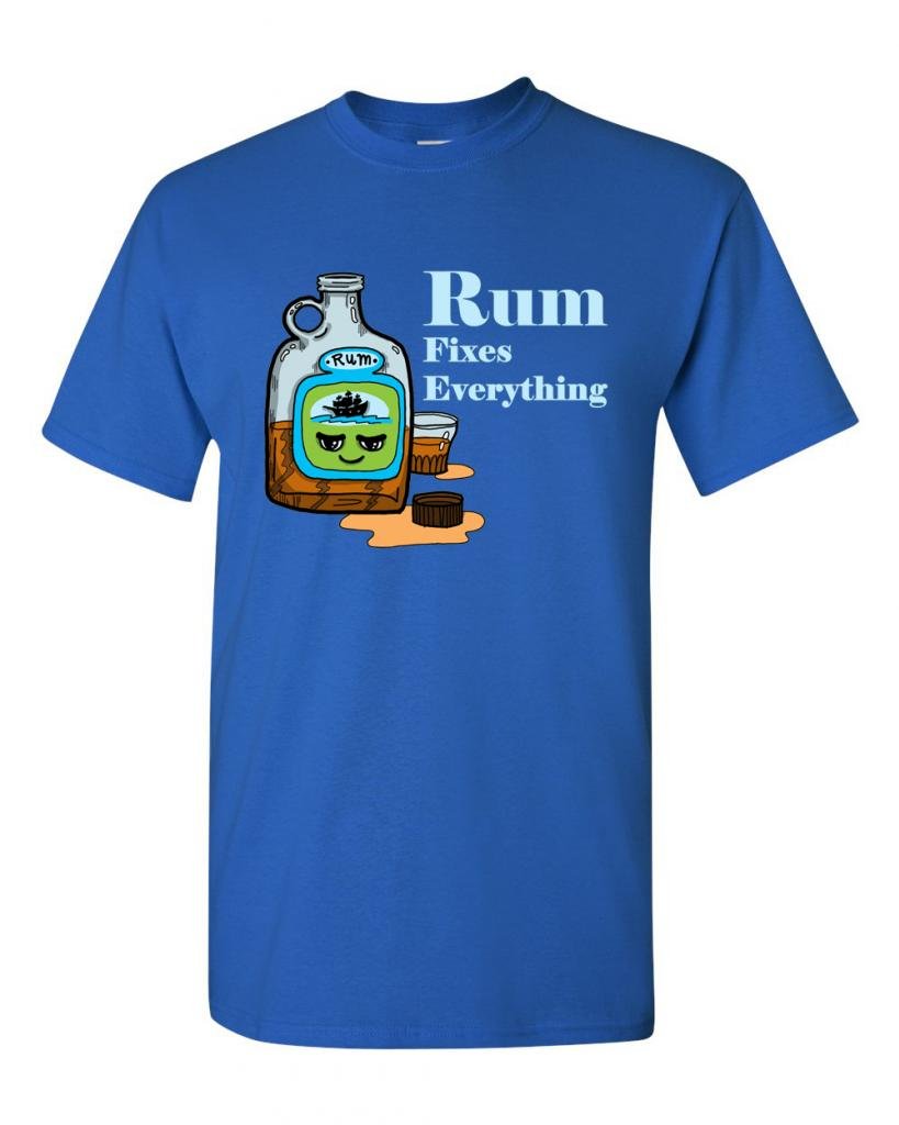 Funny Rum Fixes Everything Adult T-Shirt - Humorous Drinking Tee for Parties, Bars & Casual Wear