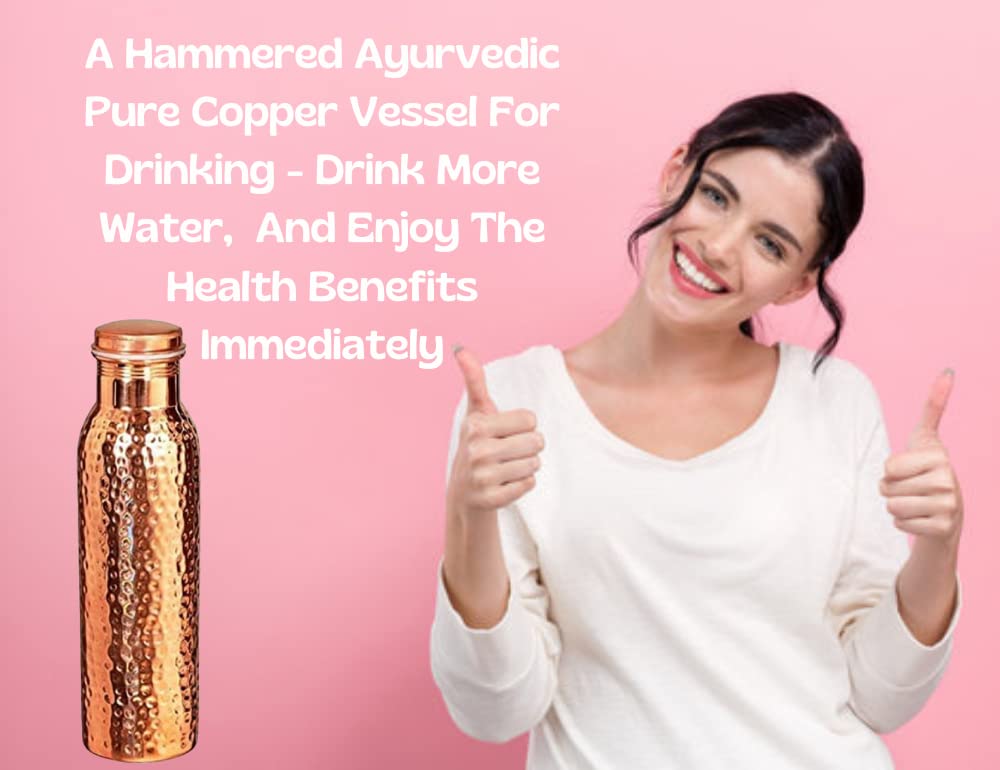 Pure Copper Water Bottle for Ayurvedic Health - Leak-Proof Design with Seal Cap, Seamless Joint-Free Construction | Perfect for Yoga, Meditation & Daily Hydration