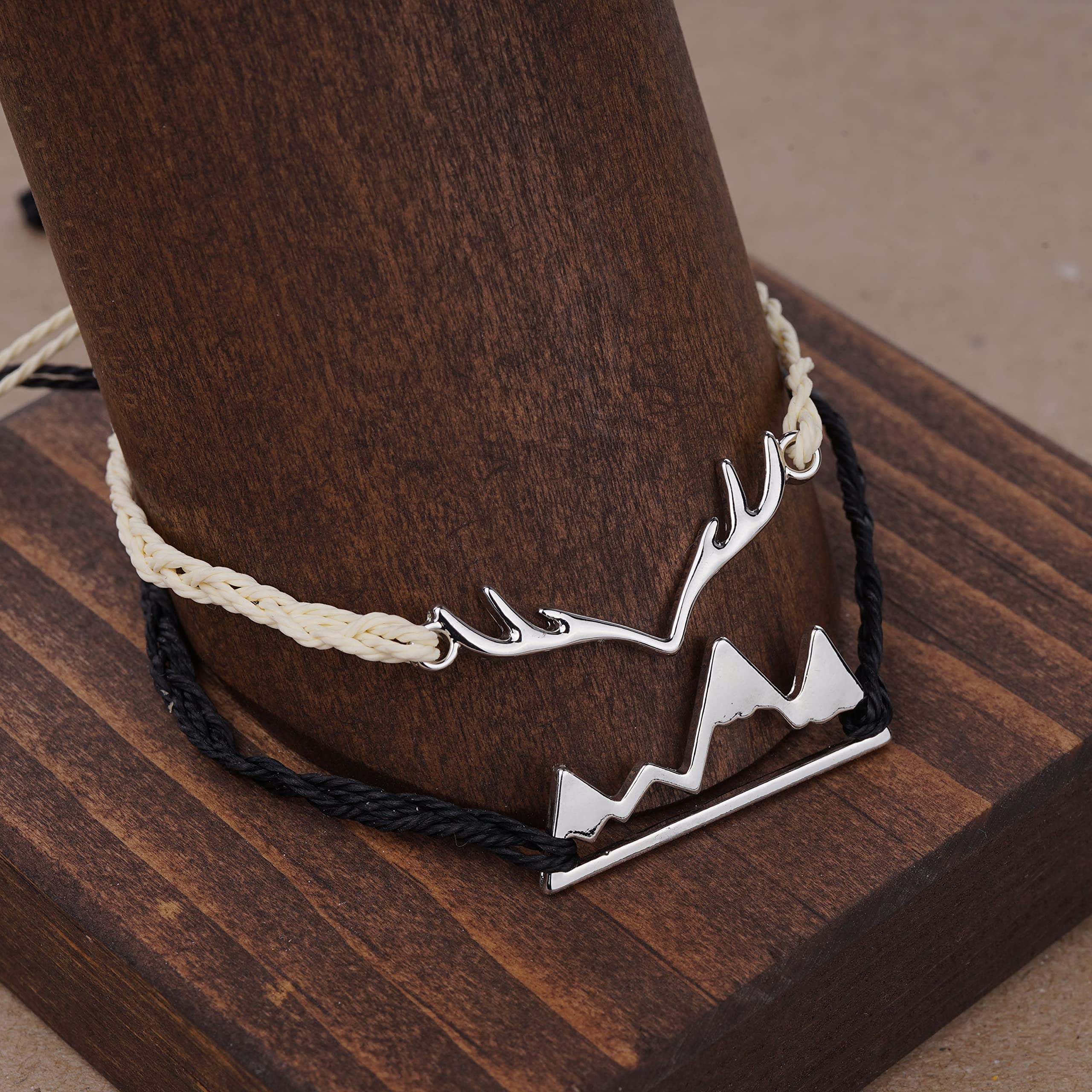 Deer Antler Adjustable Bracelet for Women & Men - Nature Inspired Mountain Jewelry with Snowy Range Design - Perfect for Outdoor Enthusiasts & Nature Lovers - Great Gift for Hiking, Camping & Adventure