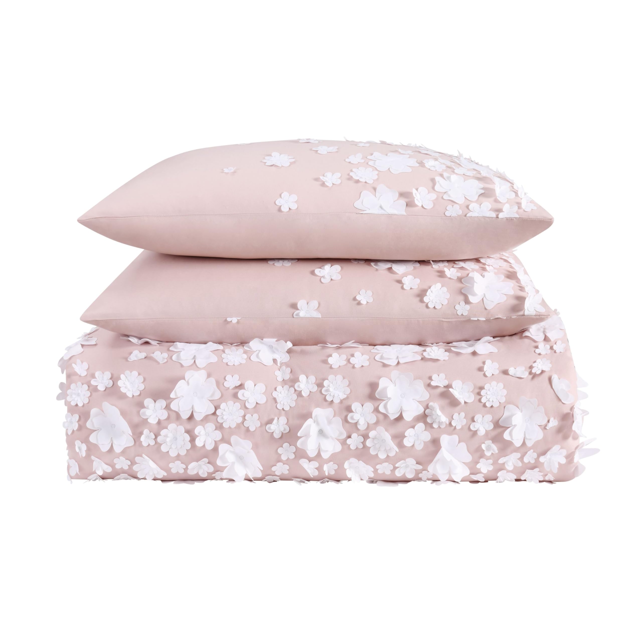 Christian Siriano NY® Confetti Flowers Comforter Set - Twin XL Size, Soft Blush Pink Bedding Collection - Perfect for Teen Girls' Bedrooms, Guest Rooms & Dorm Decor