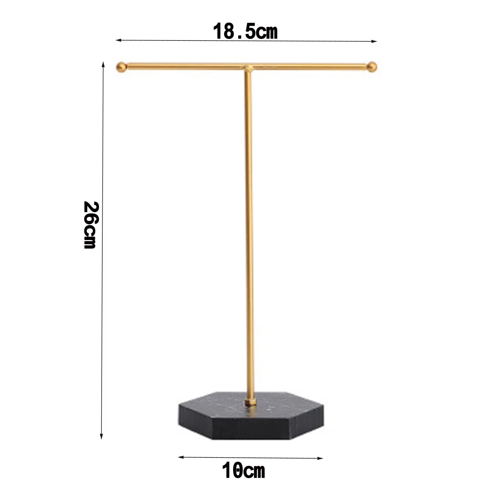 Elegant Jewelry Display Stand - T-Bar Metal Necklace Holder with Black Marble Base for Necklaces, Earrings, Bracelets & Rings | Perfect for Boutique, Home Decor & Jewelry Organization