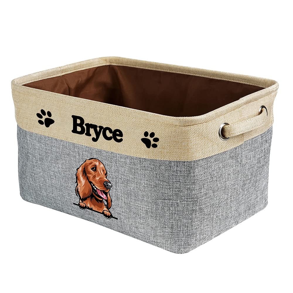 Foldable Storage Basket with Funny Cocker Spaniel Design - Collapsible Fabric Pet Toy Organizer Bin with Handles for Home, Closet & Shelf Organization - Grey & White - Perfect for Pet Lovers & Home Decor