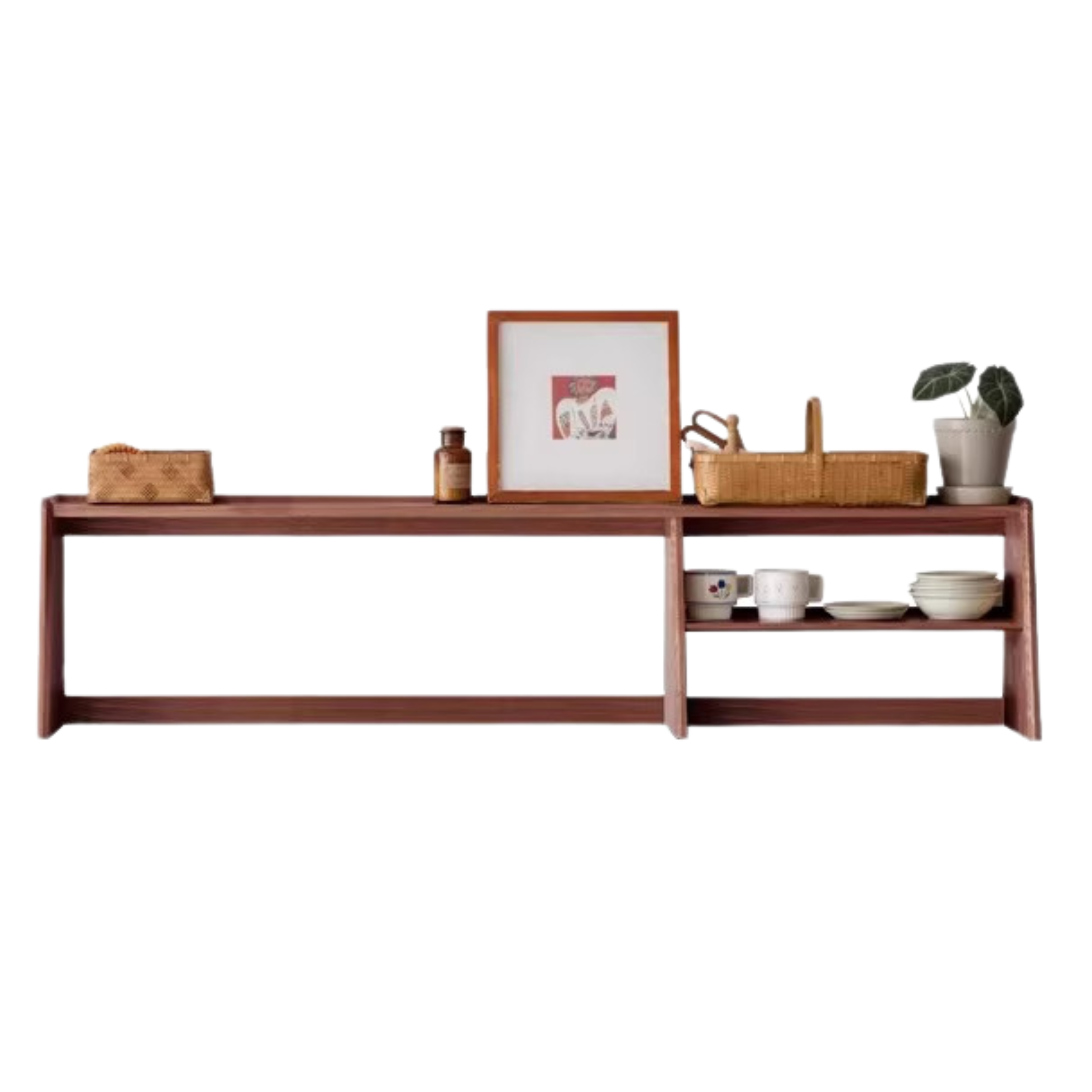 Solid Oak Wood Sideboard Shelf - Rustic Kitchen Storage Shelf for Dining Room, Living Room & Home Decor | Perfect for Organizing Dishes, Cookbooks & Displaying Decor