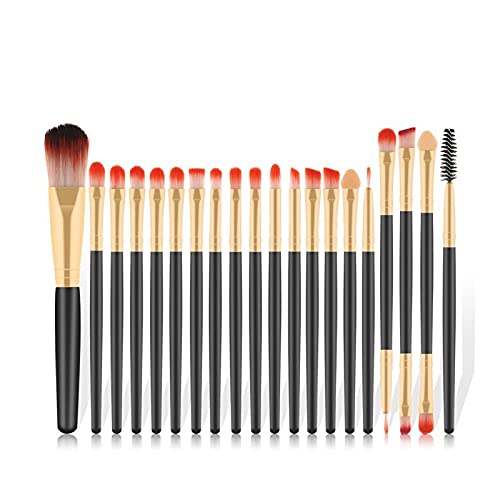 20Pcs Professional Makeup Brush Set - Eyeshadow, Powder, Eyeliner, Lip & Face Brushes for Flawless Makeup Application | Soft Synthetic Bristles | Perfect for Daily Use, Travel & Professional Makeup Artists (Handle Color: RB)