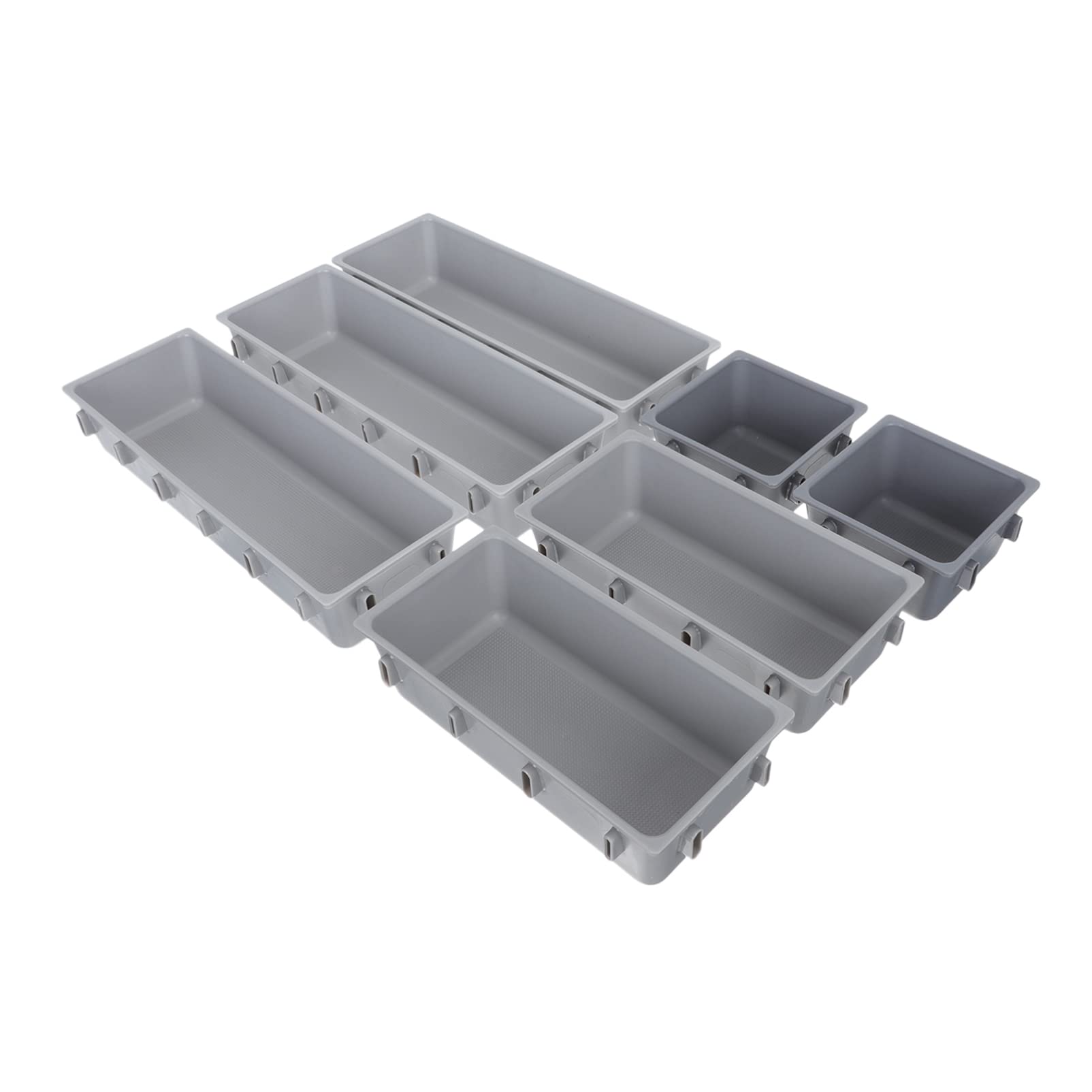 7Pcs Interlocking Desk Drawer Organizer Trays - Plastic Storage Bins with Dividers for Home Office Organization - Perfect for Makeup, Office Supplies & Jewelry Storage