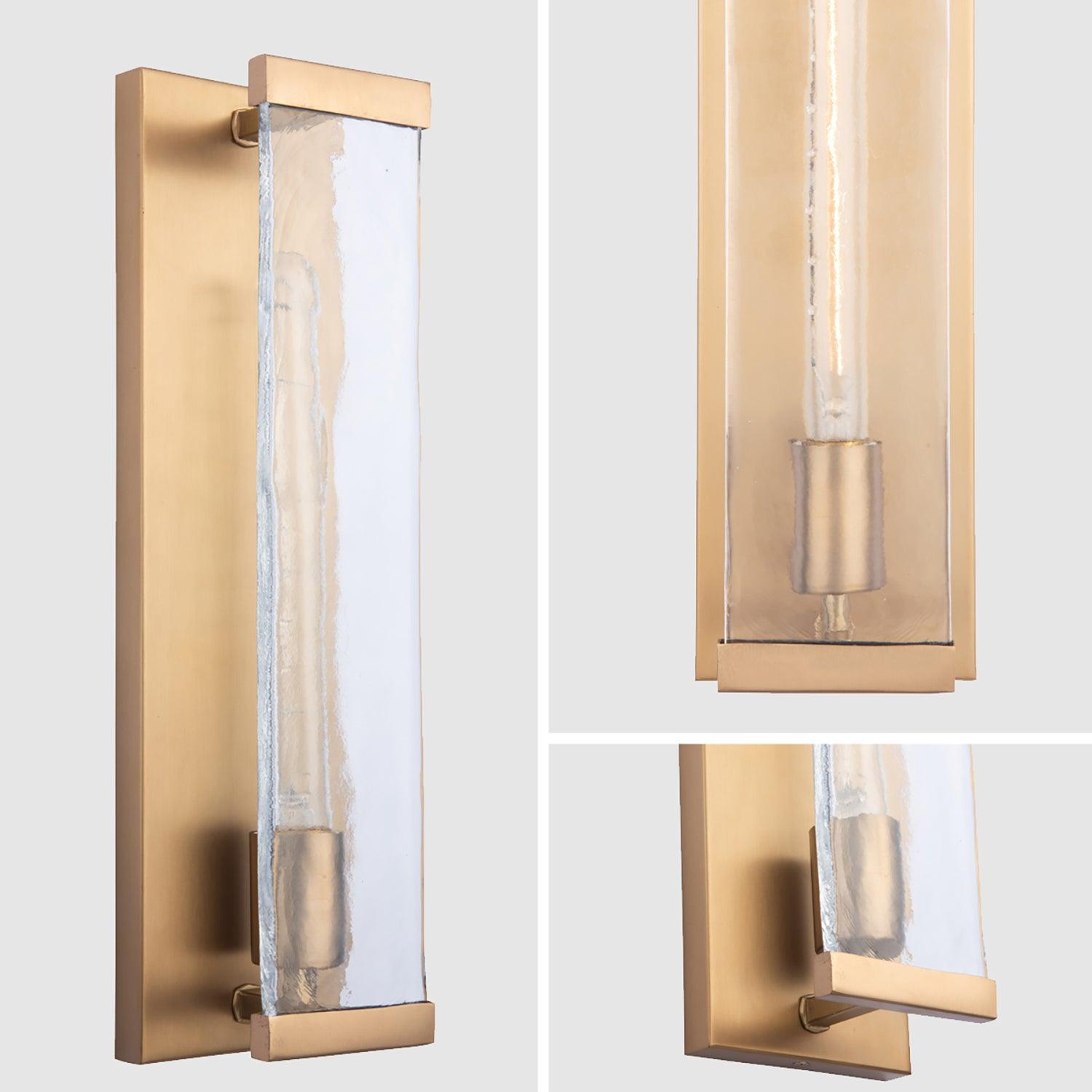 Adelman Gold Metal & Glass 1 Light Dimmable Wall Sconce - Modern Lighting Fixture for Bedroom, Living Room & Hallway Decor