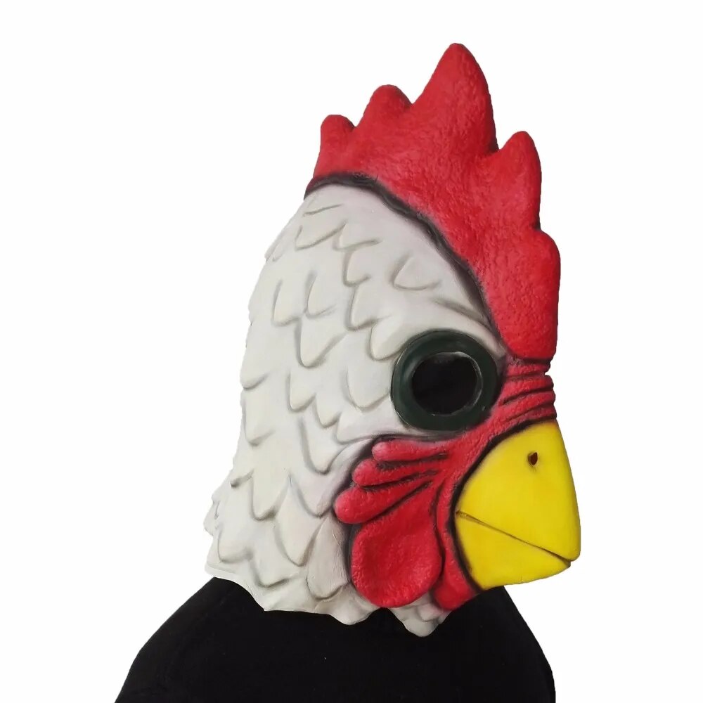 Scary White Latex Rooster Mask for Adults - Halloween Chicken Cockerel Costume Accessory, Funny Cosplay Party Mask for Halloween, Masquerade & Costume Events