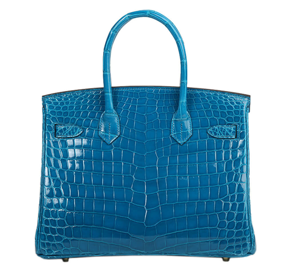 Authentic Hermès Birkin 30 Handbag in Blue Izmir Crocodile Leather - Luxury Designer Tote for Women, Perfect for Work, Travel & Special Occasions