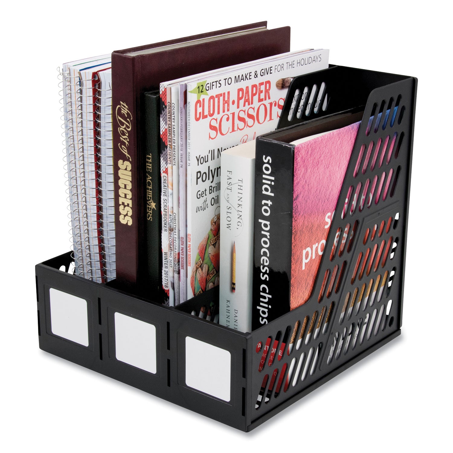 Advantus 3-Slot Black Literature File Folder - 10 x 10 x 10.25 Inches - Organize Documents, Reports & Office Supplies - Perfect for Filing Cabinets, Desks & Home Office Organization